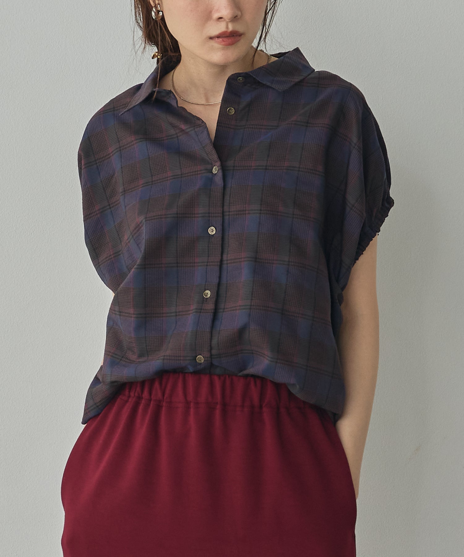 SOLID-COLOR YARN-DYED CHECK OVERSHIRT