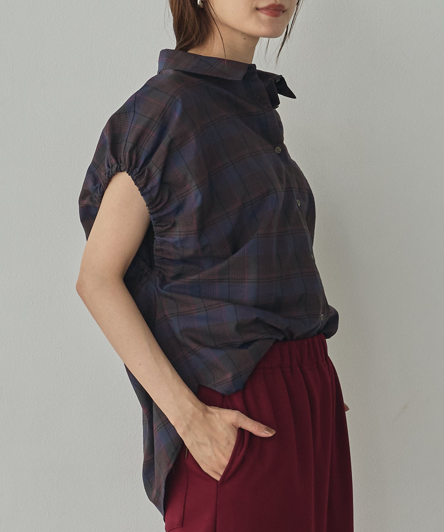 SOLID-COLOR YARN-DYED CHECK OVERSHIRT