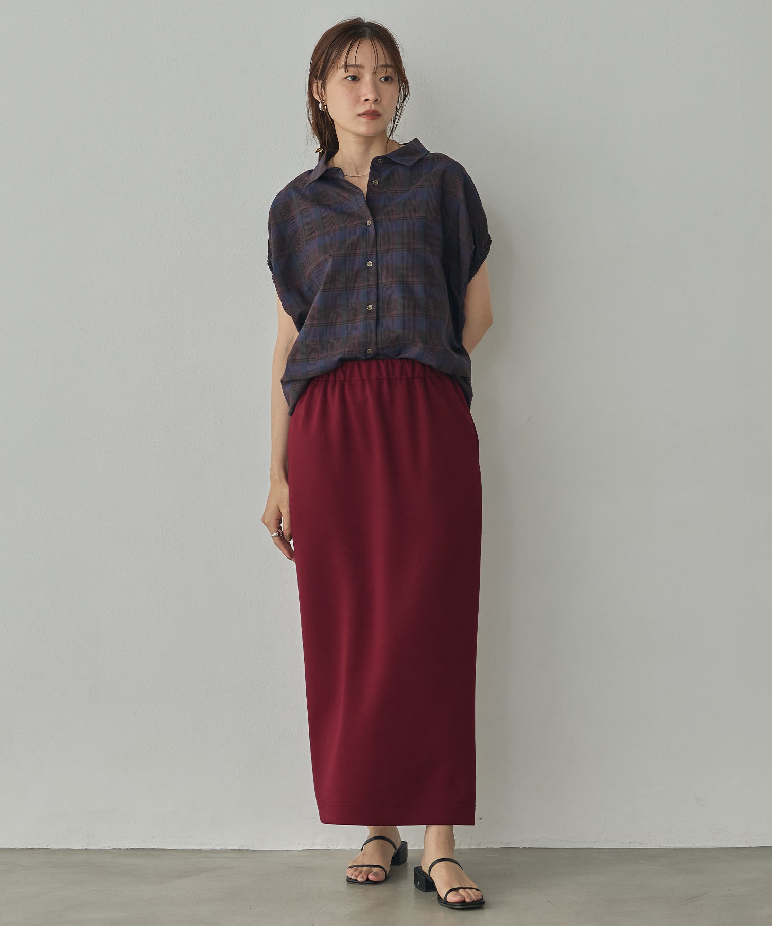 SOLID-COLOR YARN-DYED CHECK OVERSHIRT