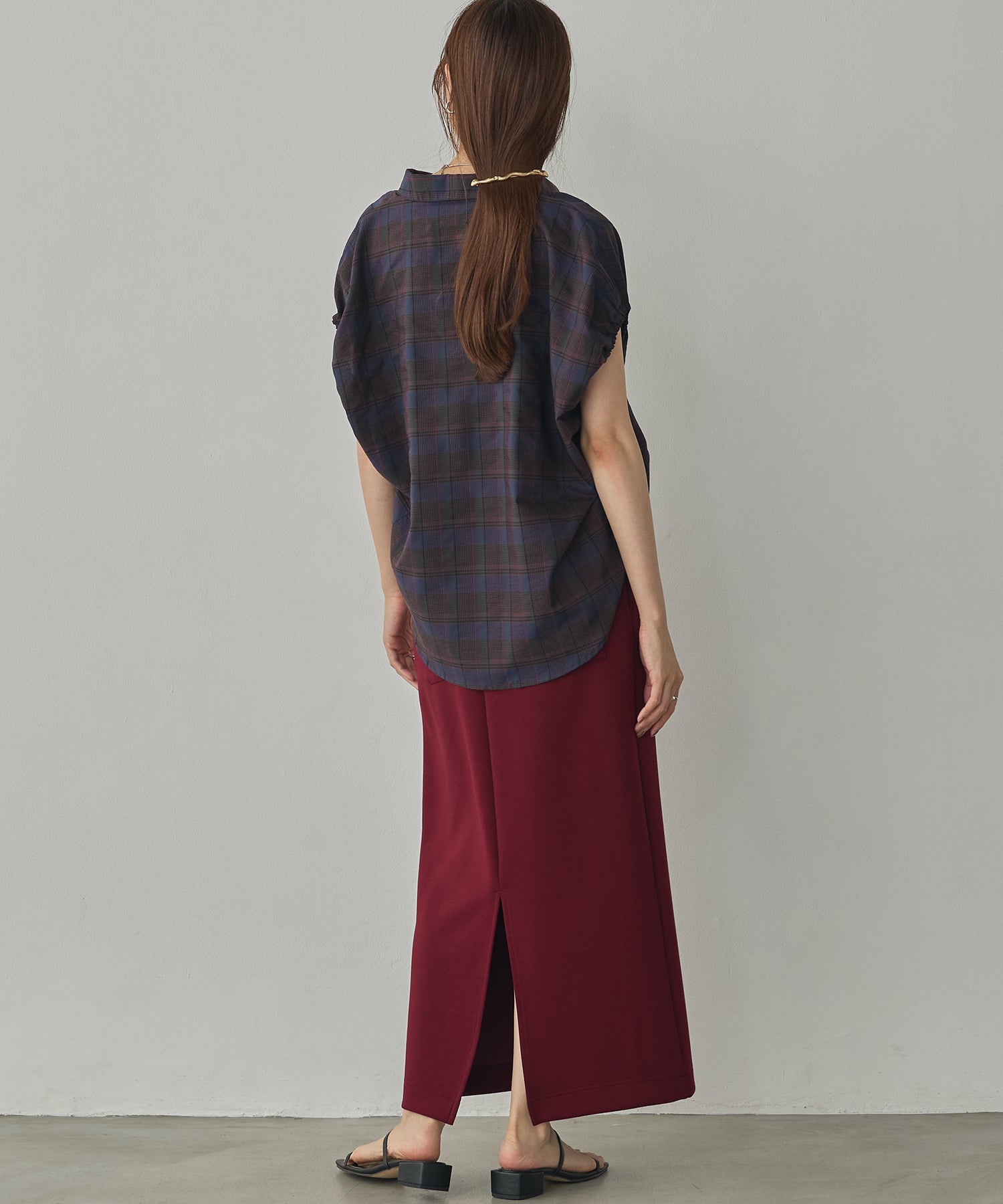 SOLID-COLOR YARN-DYED CHECK OVERSHIRT