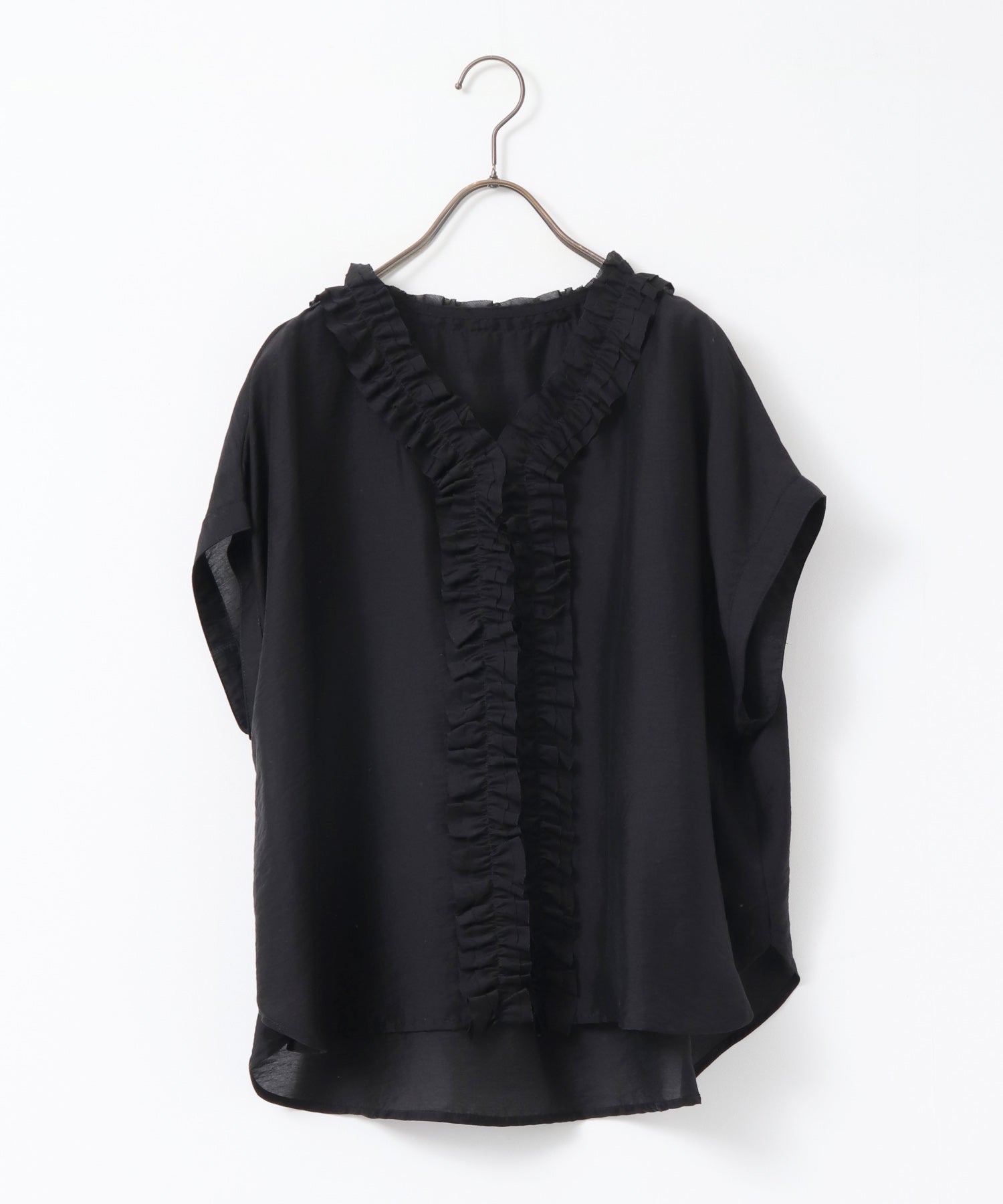 SOLID-COLOR / YARN-DYED CHECKERED FRILL SHIRT