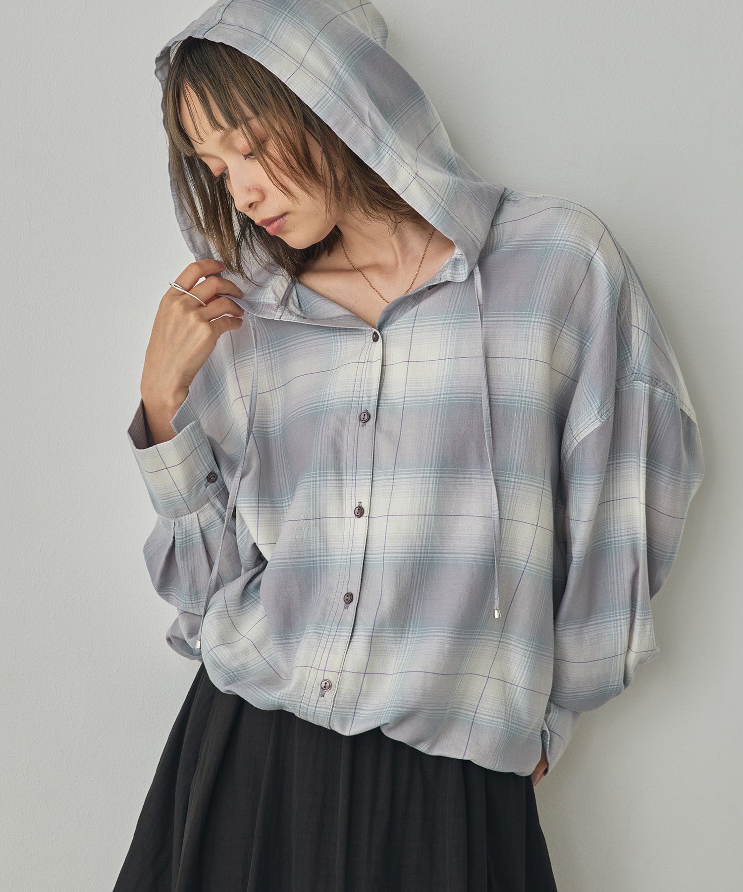 CHEQUERED HOODED SHIRT
