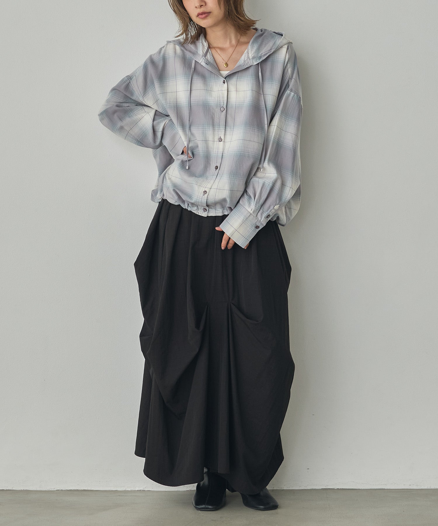 CHEQUERED HOODED SHIRT