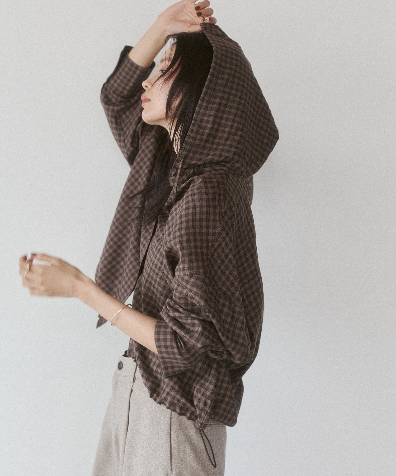 CHEQUERED HOODED SHIRT