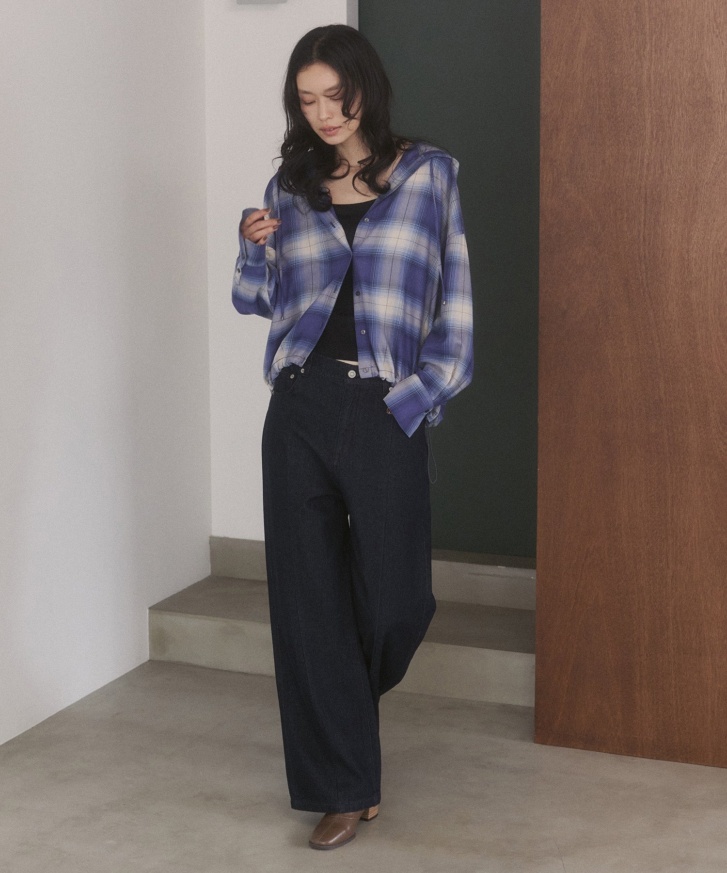 CHEQUERED HOODED SHIRT
