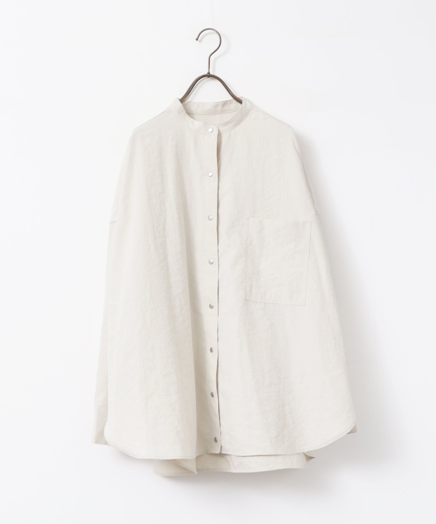 [PRE-ORDER]PEACH SUEDE 2WAY LENGTH BAND COLLAR SHIRT