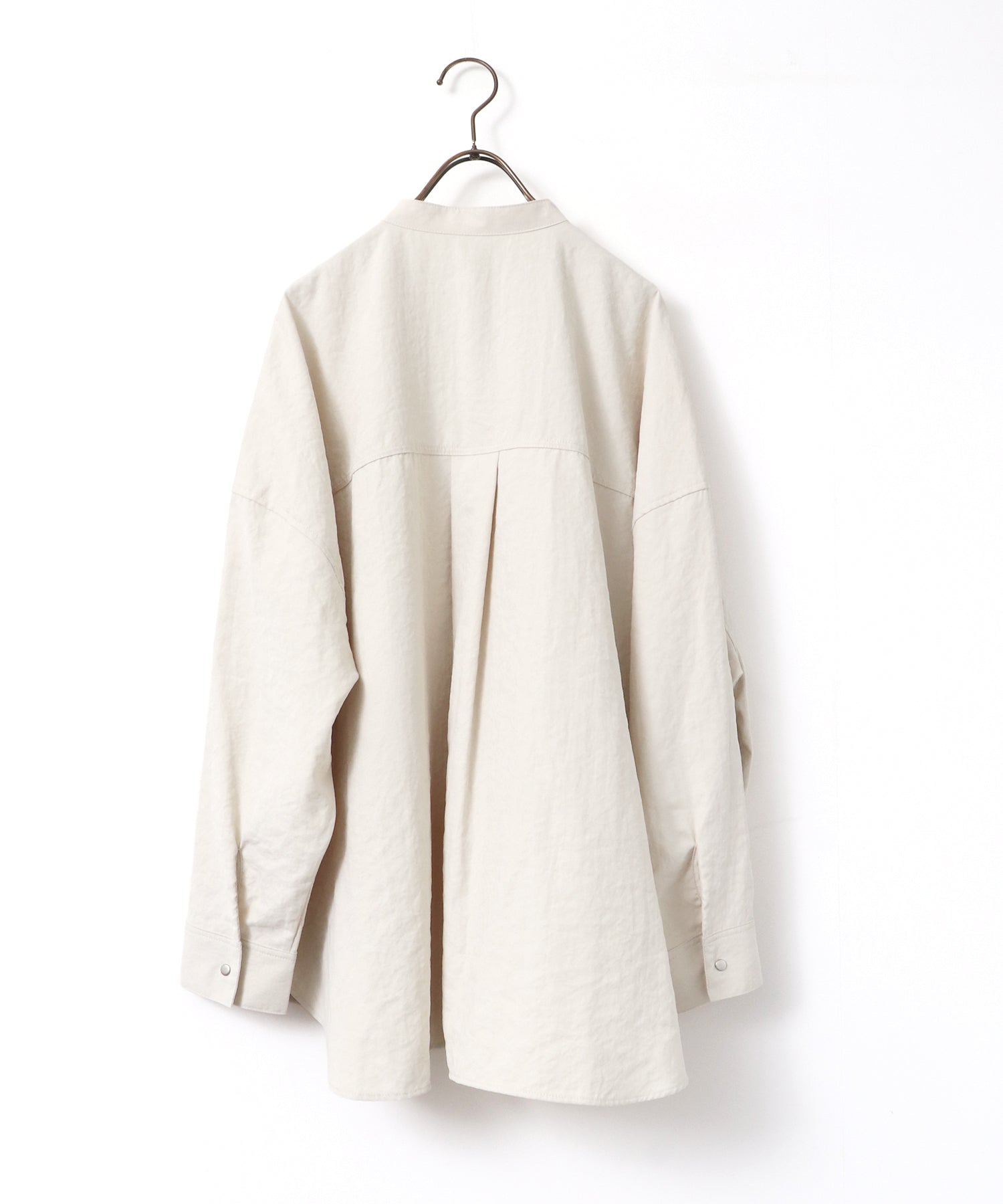 [PRE-ORDER]PEACH SUEDE 2WAY LENGTH BAND COLLAR SHIRT