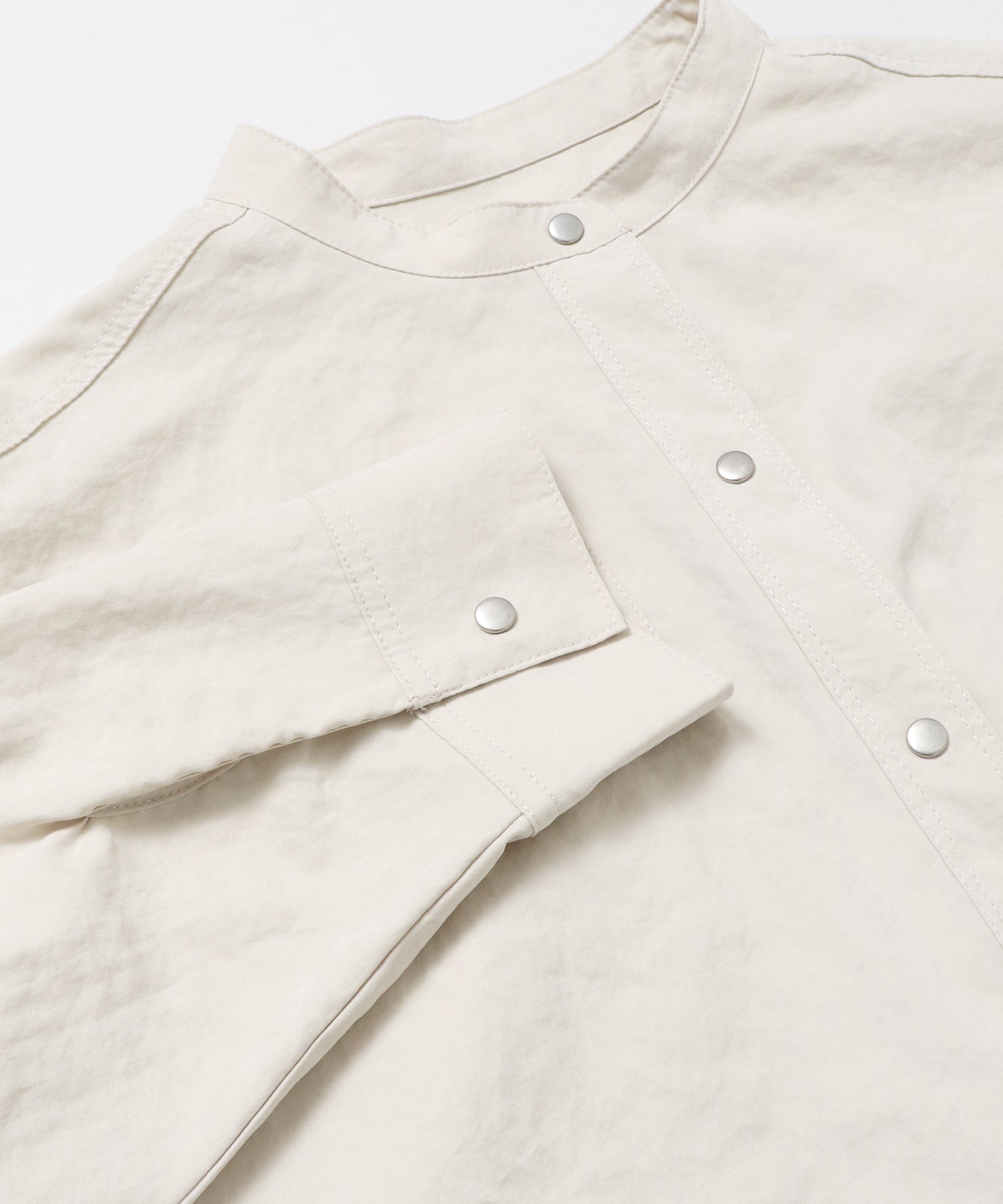 [PRE-ORDER]PEACH SUEDE 2WAY LENGTH BAND COLLAR SHIRT