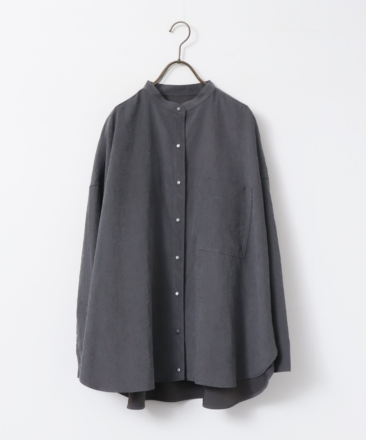 [PRE-ORDER]PEACH SUEDE 2WAY LENGTH BAND COLLAR SHIRT