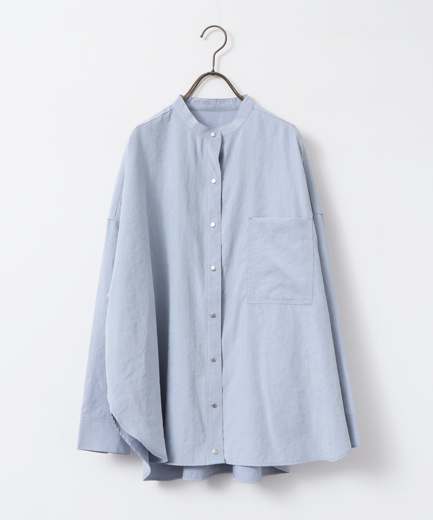 [PRE-ORDER]PEACH SUEDE 2WAY LENGTH BAND COLLAR SHIRT