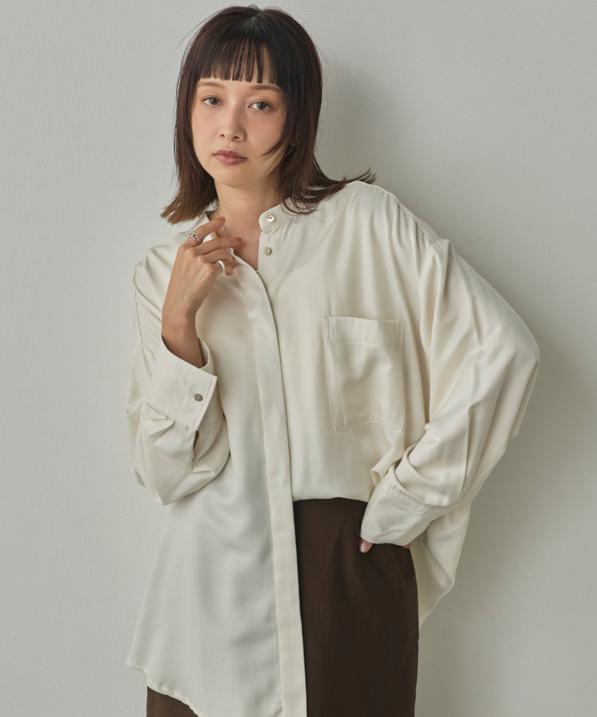 2-WAY CUPRA-LIKE BAND COLLAR SHIRT