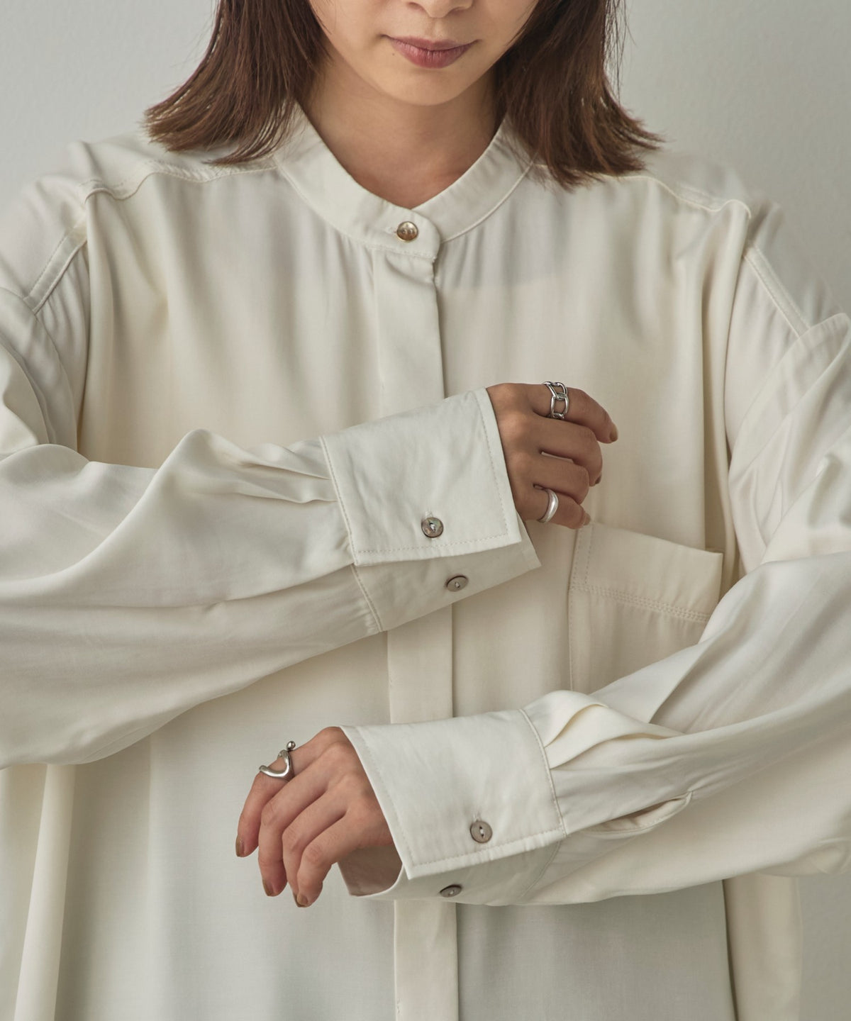 2-WAY CUPRA-LIKE BAND COLLAR SHIRT