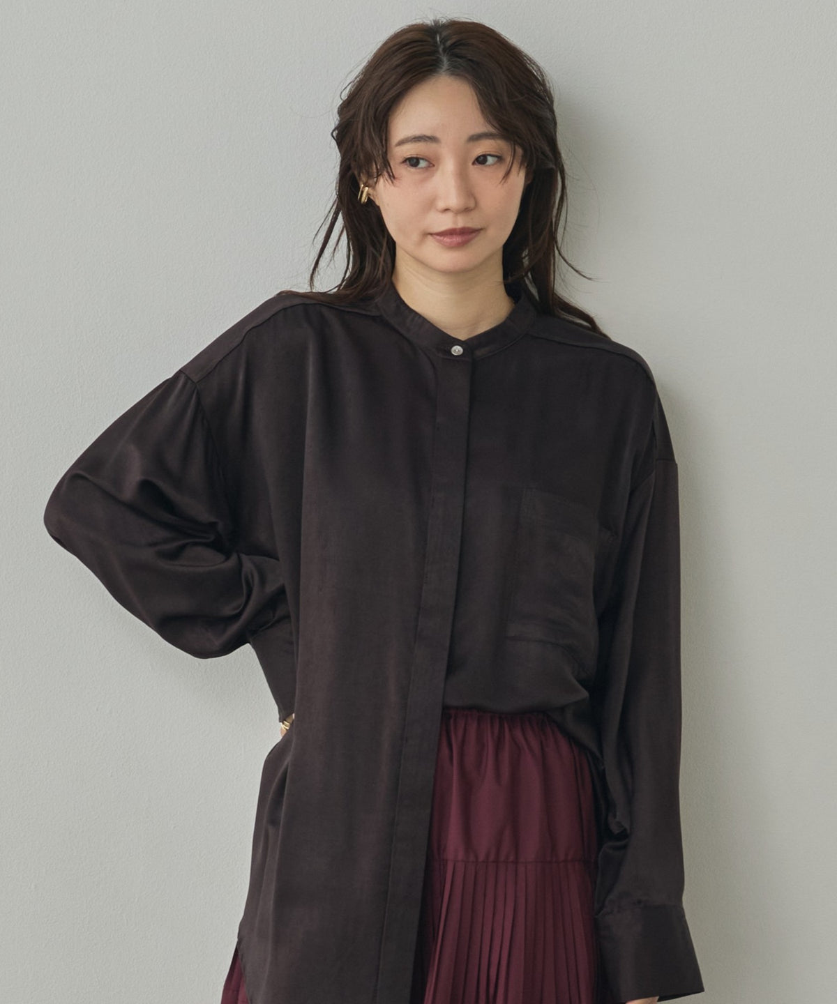 2-WAY CUPRA-LIKE BAND COLLAR SHIRT