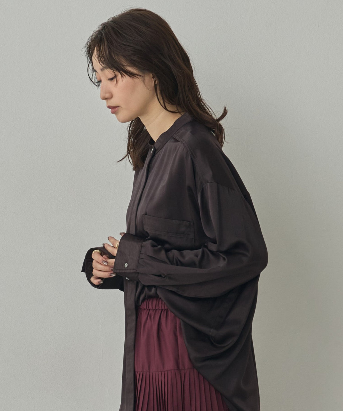 2-WAY CUPRA-LIKE BAND COLLAR SHIRT