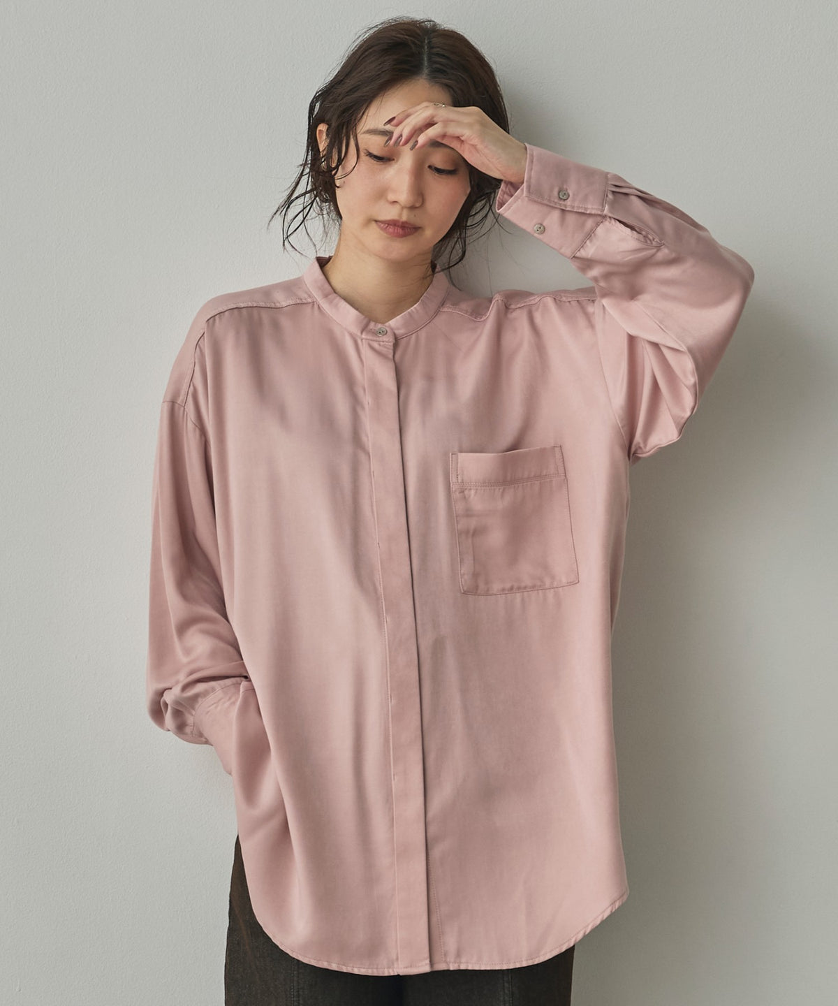 2-WAY CUPRA-LIKE BAND COLLAR SHIRT