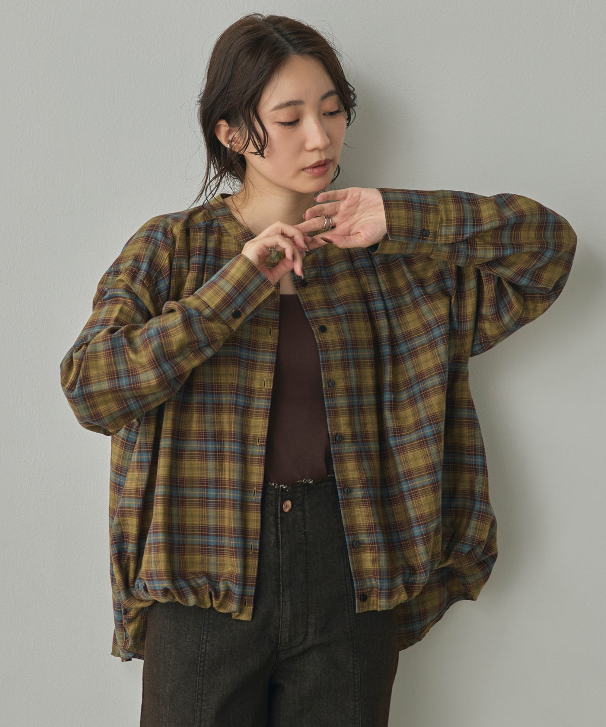 CHECK-FRONT SHIRT