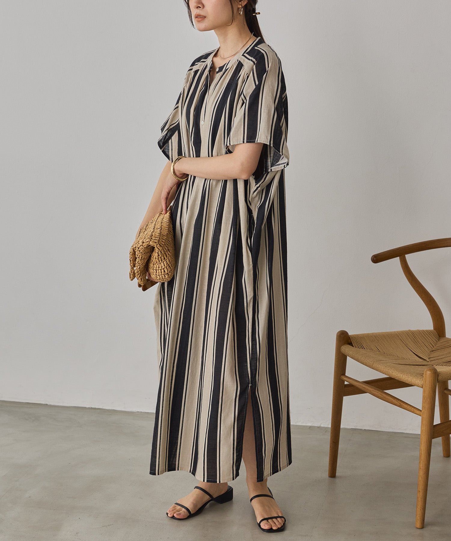 COTTON SLUB STRIPED DRESS