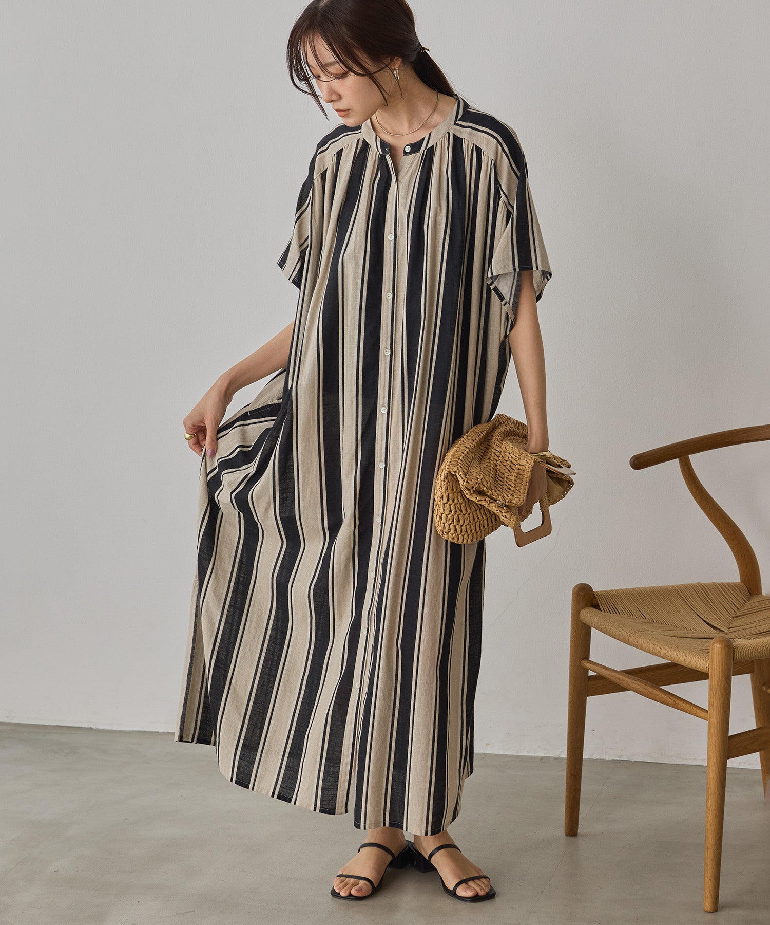 COTTON SLUB STRIPED DRESS