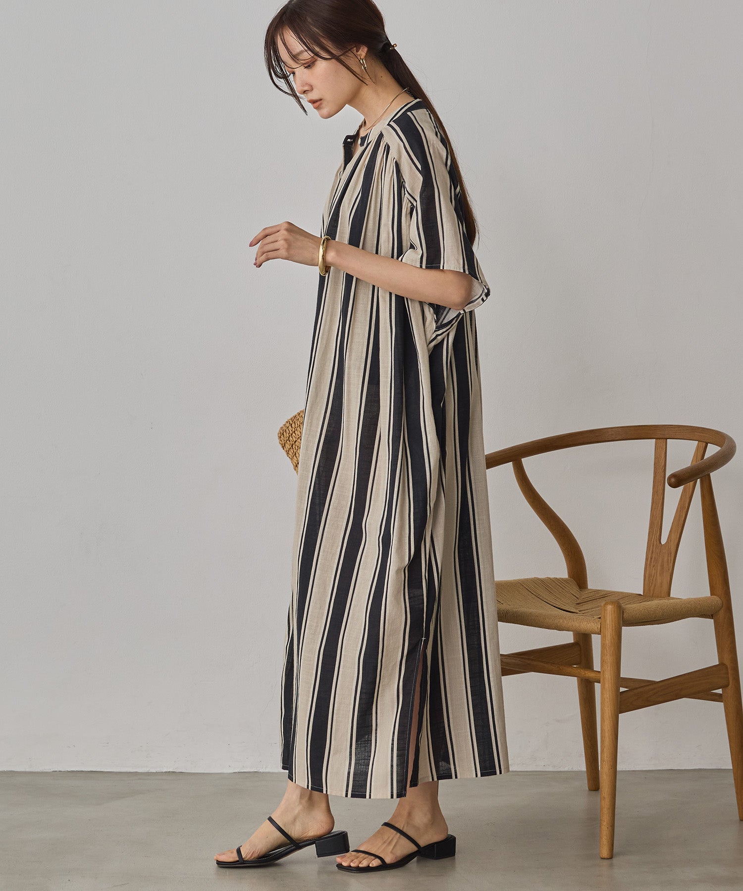 COTTON SLUB STRIPED DRESS