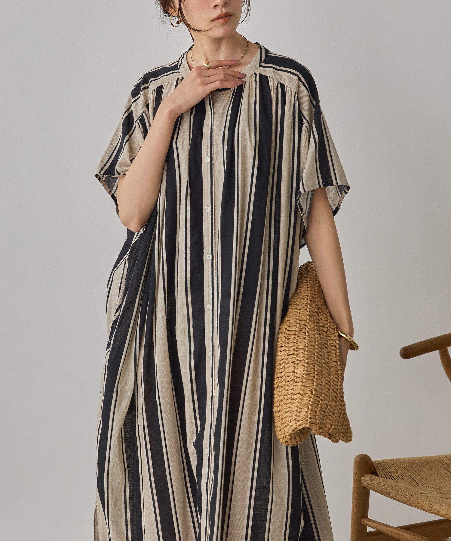 COTTON SLUB STRIPED DRESS