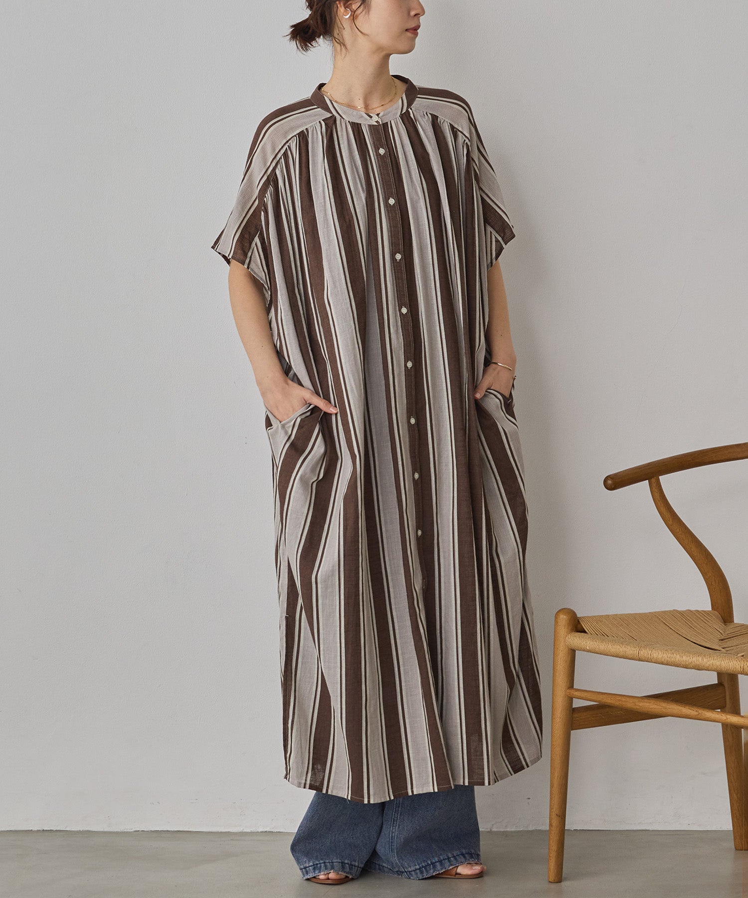COTTON SLUB STRIPED DRESS