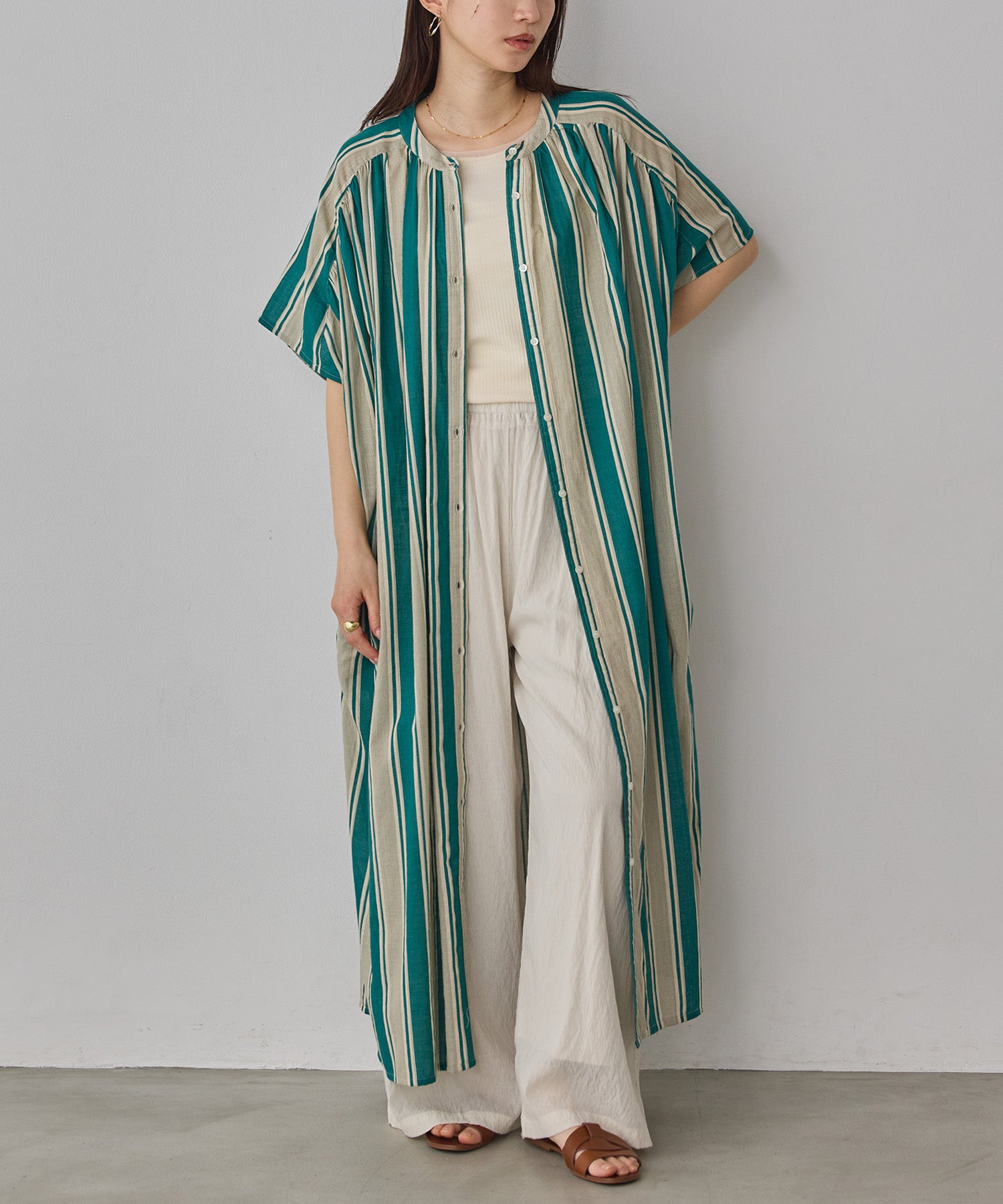 COTTON SLUB STRIPED DRESS