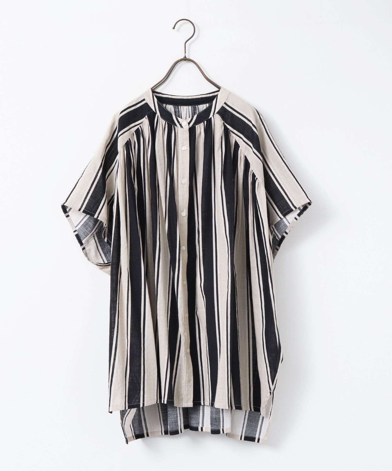 COTTON SLUB STRIPED BLOUSE