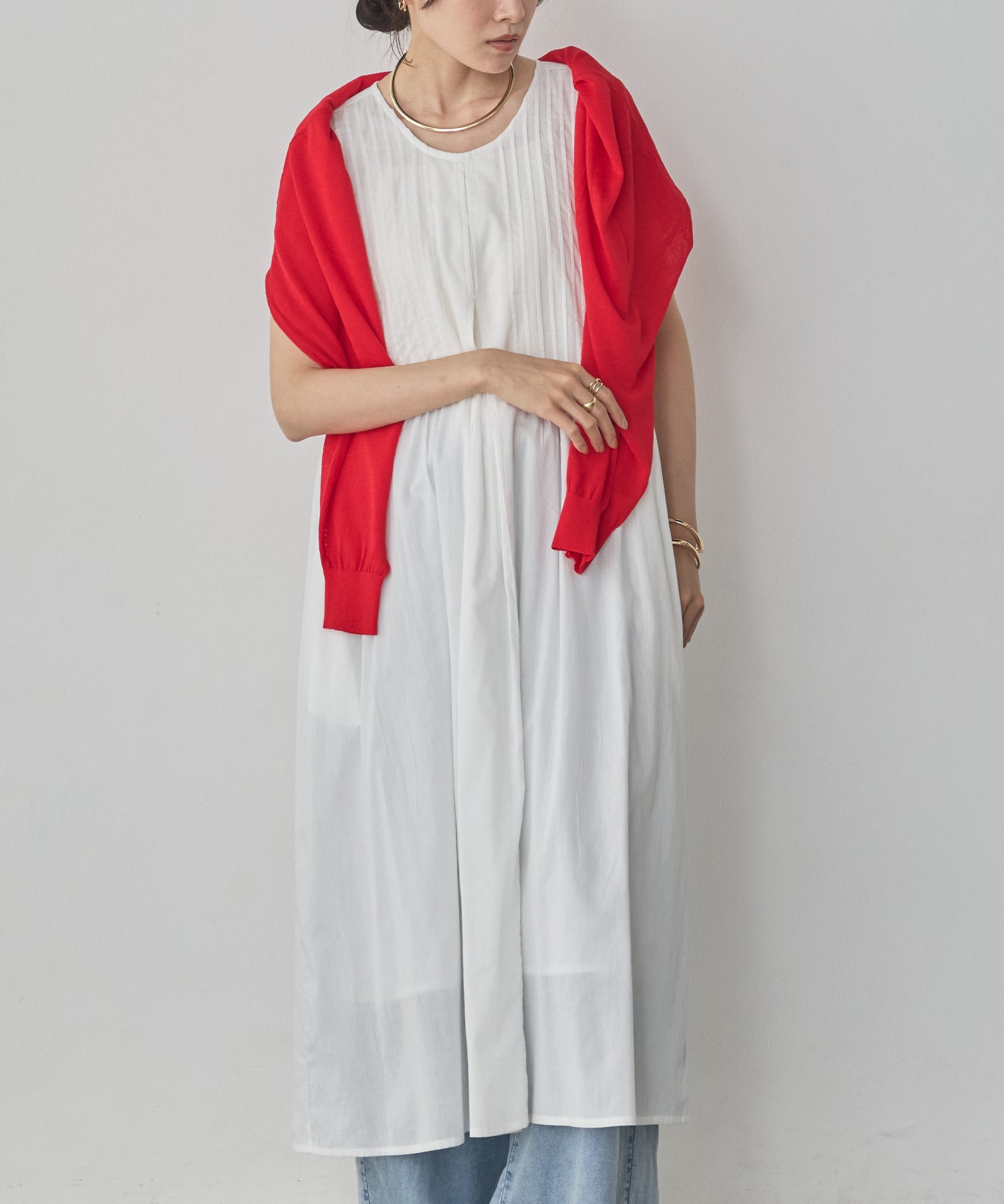 PINTUCK SLEEVELESS DRESS