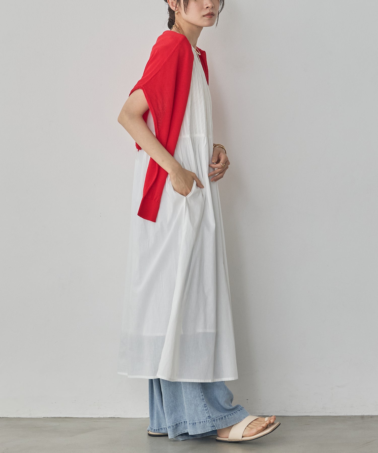 PINTUCK SLEEVELESS DRESS