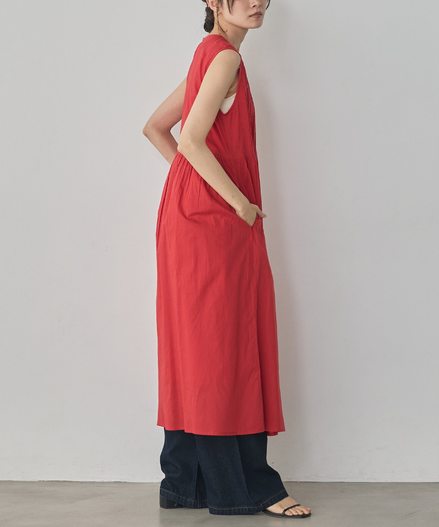 PINTUCK SLEEVELESS DRESS