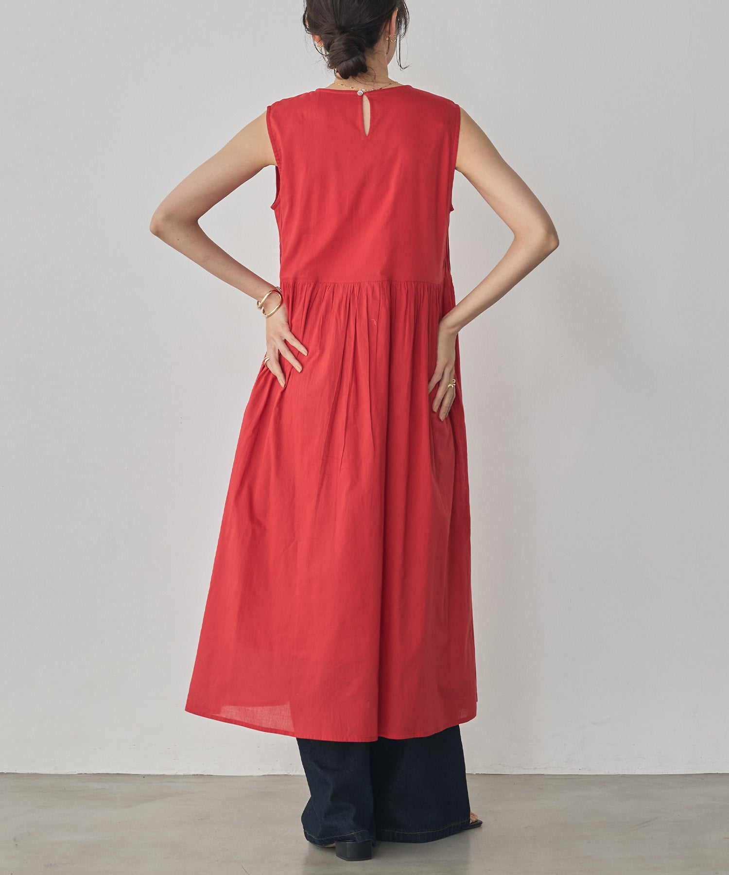 PINTUCK SLEEVELESS DRESS
