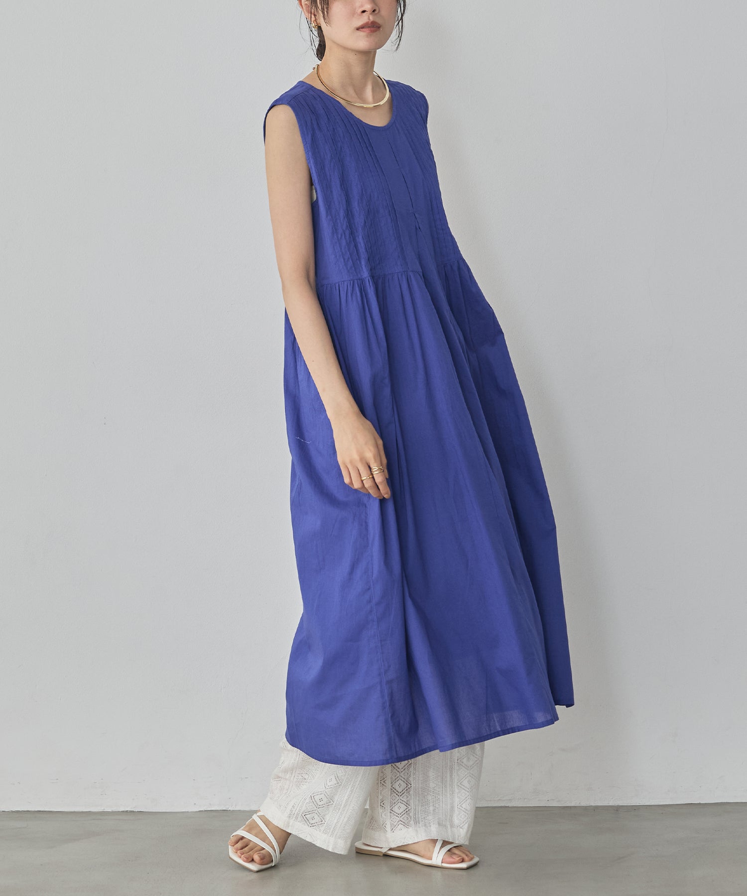 PINTUCK SLEEVELESS DRESS