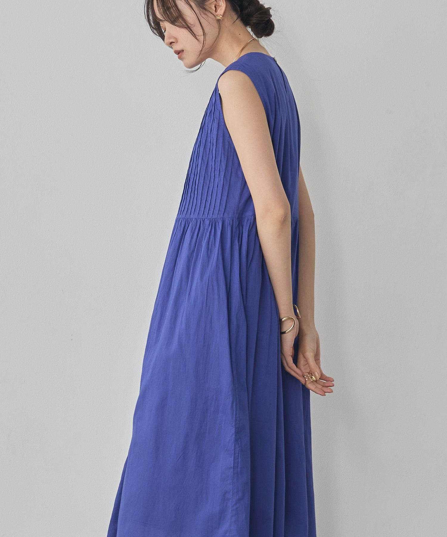 PINTUCK SLEEVELESS DRESS