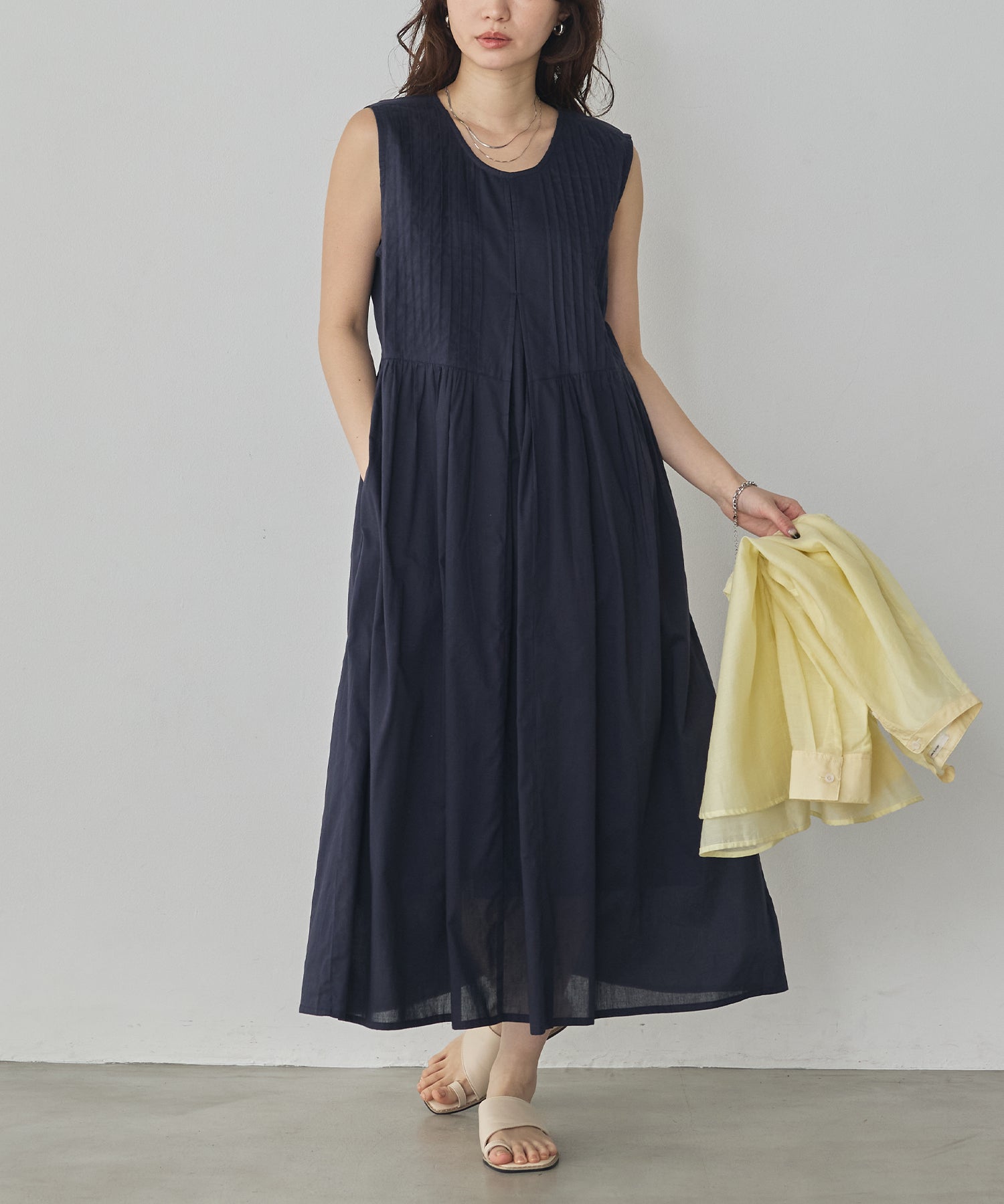 PINTUCK SLEEVELESS DRESS