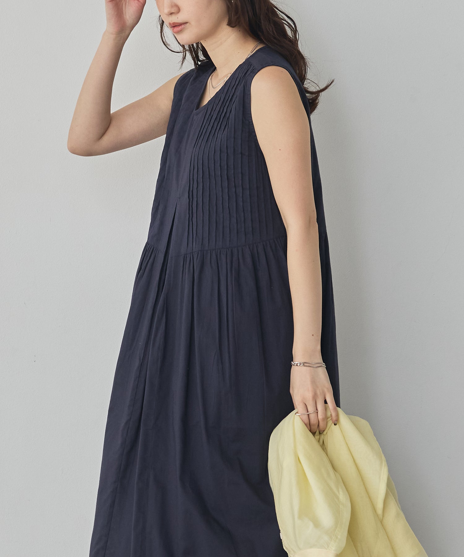 PINTUCK SLEEVELESS DRESS