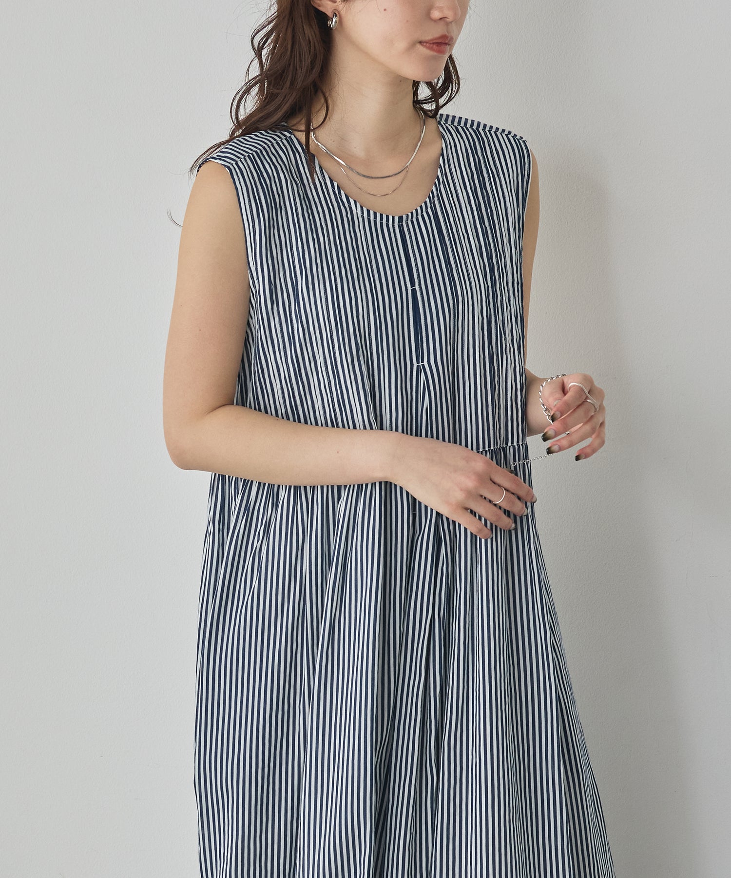 PINTUCK SLEEVELESS DRESS
