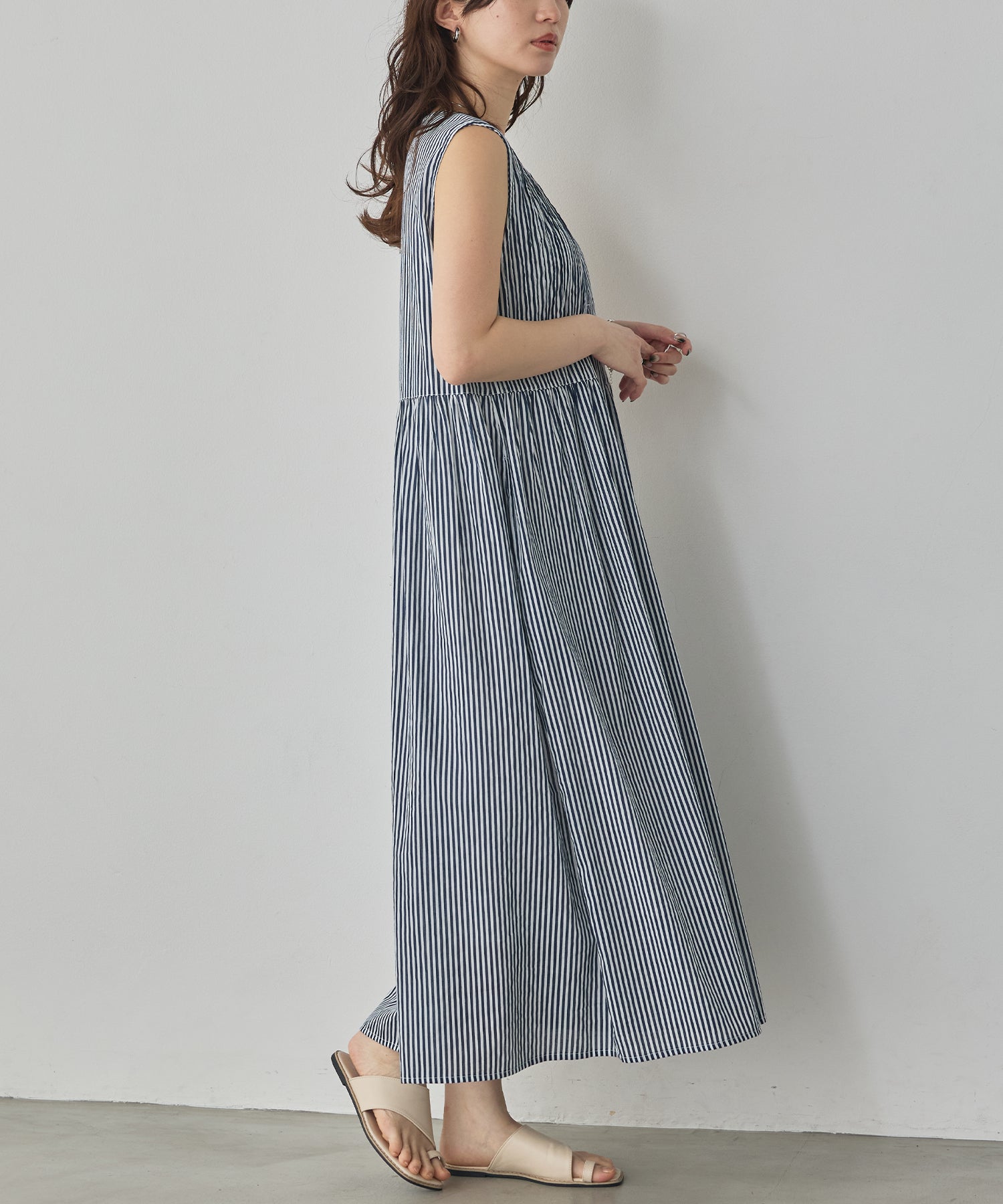 PINTUCK SLEEVELESS DRESS