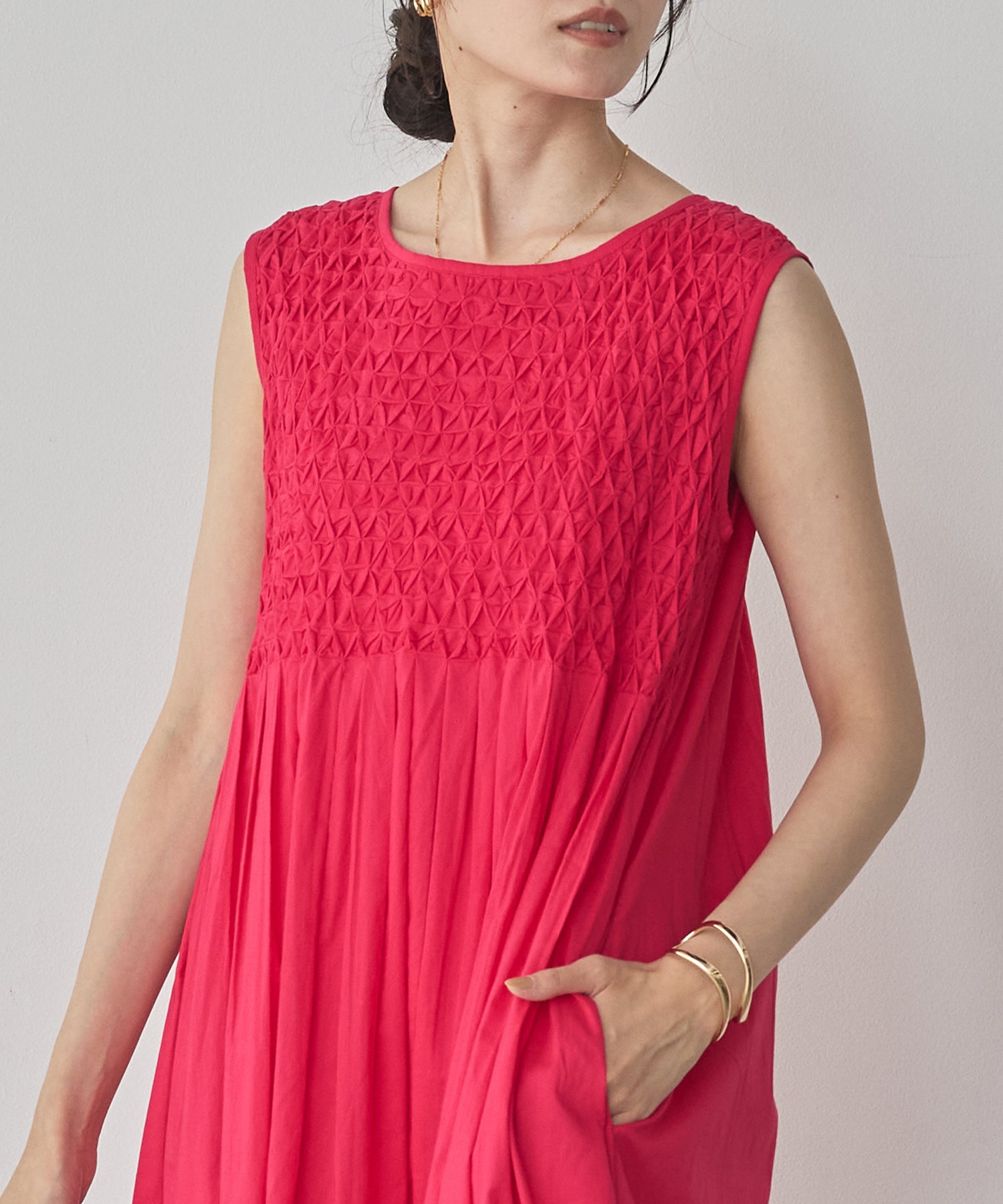 HAND-SMOCKED SLEEVELESS DRESS