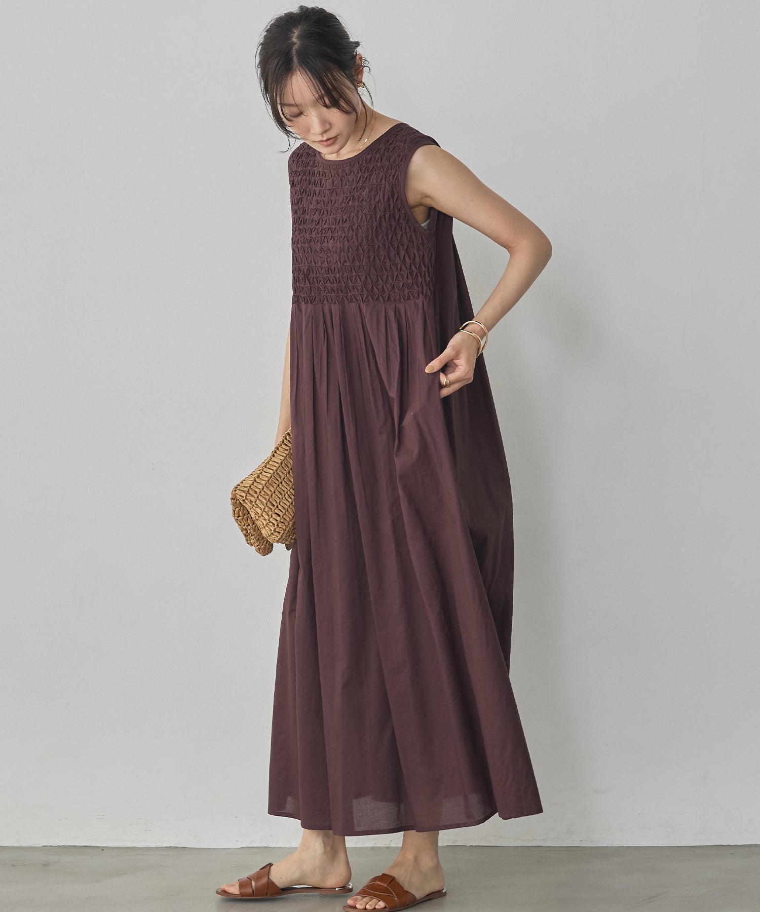 HAND-SMOCKED SLEEVELESS DRESS
