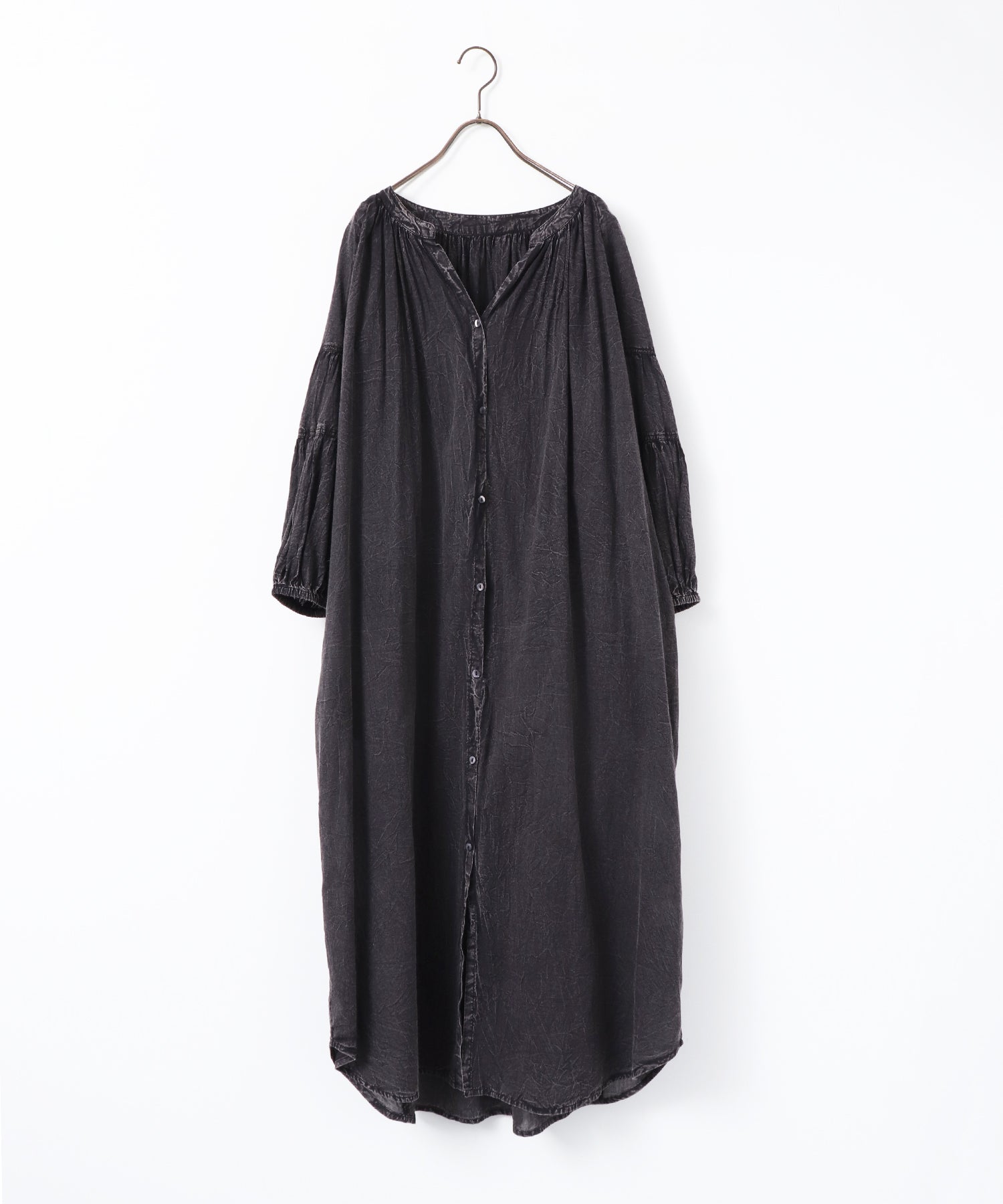 ACID-WASH GATHERED ONE-PIECE
