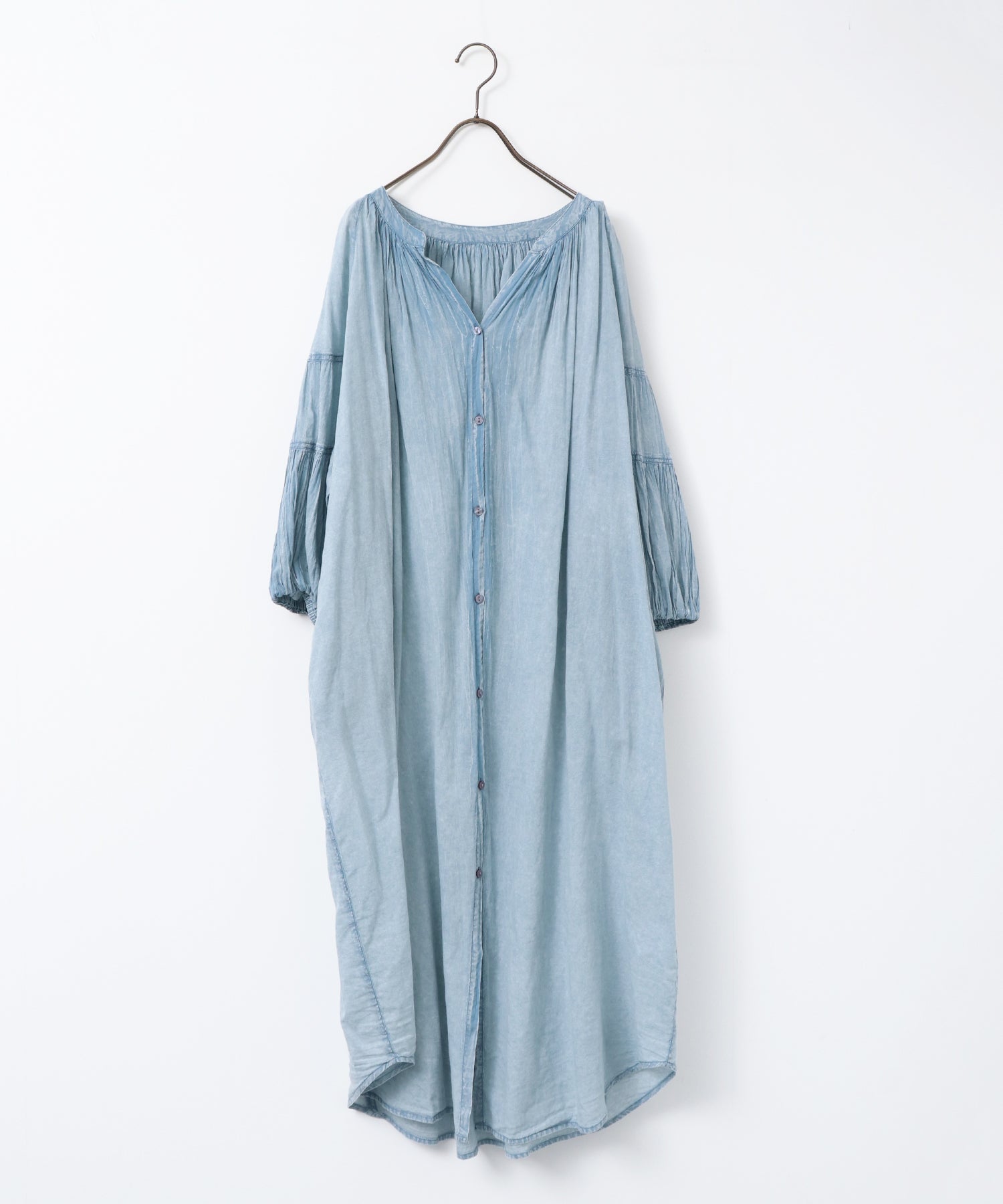 ACID-WASH GATHERED ONE-PIECE