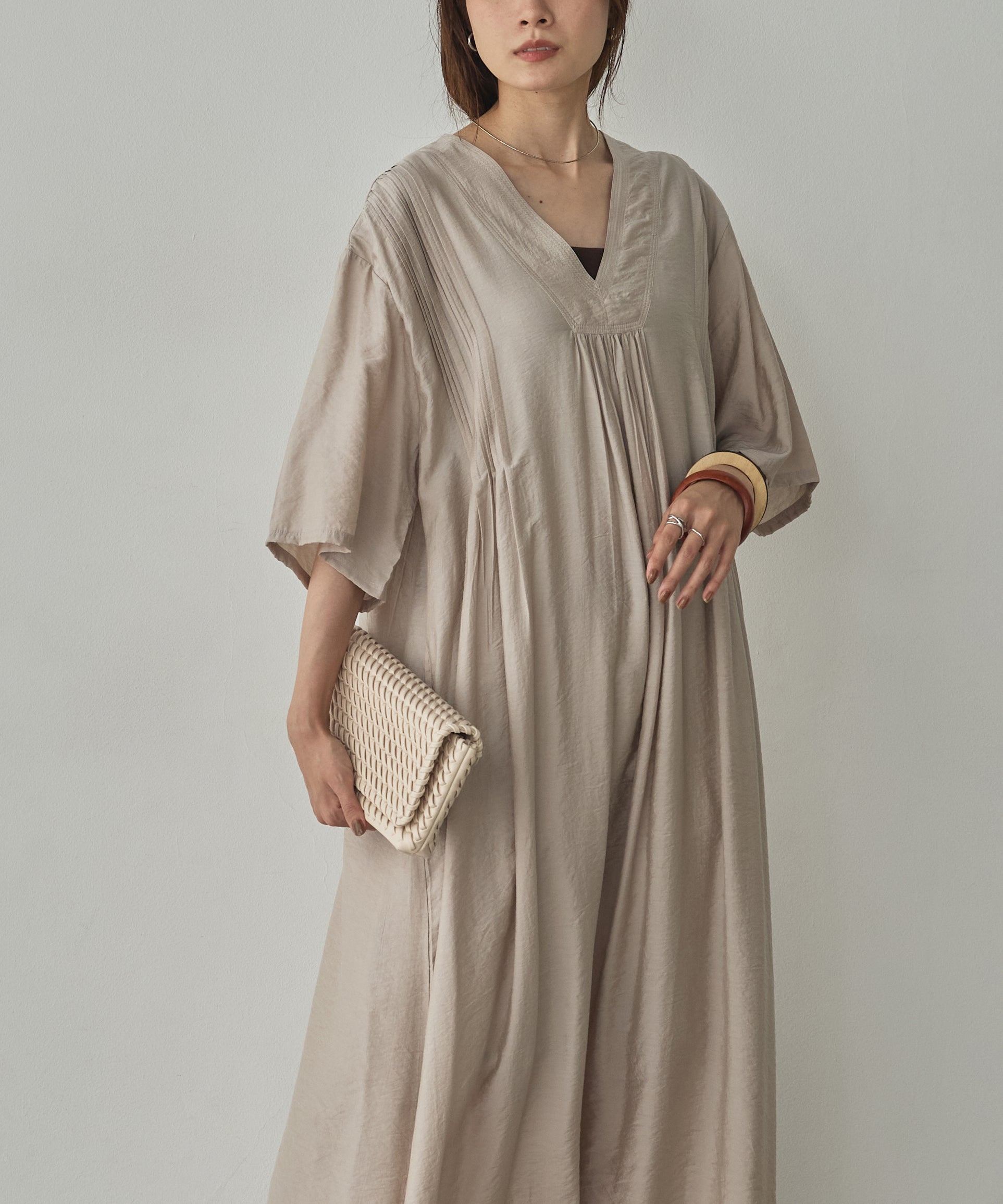 THREE-QUARTER SLEEVES KAFTAN-STYLE DRESS