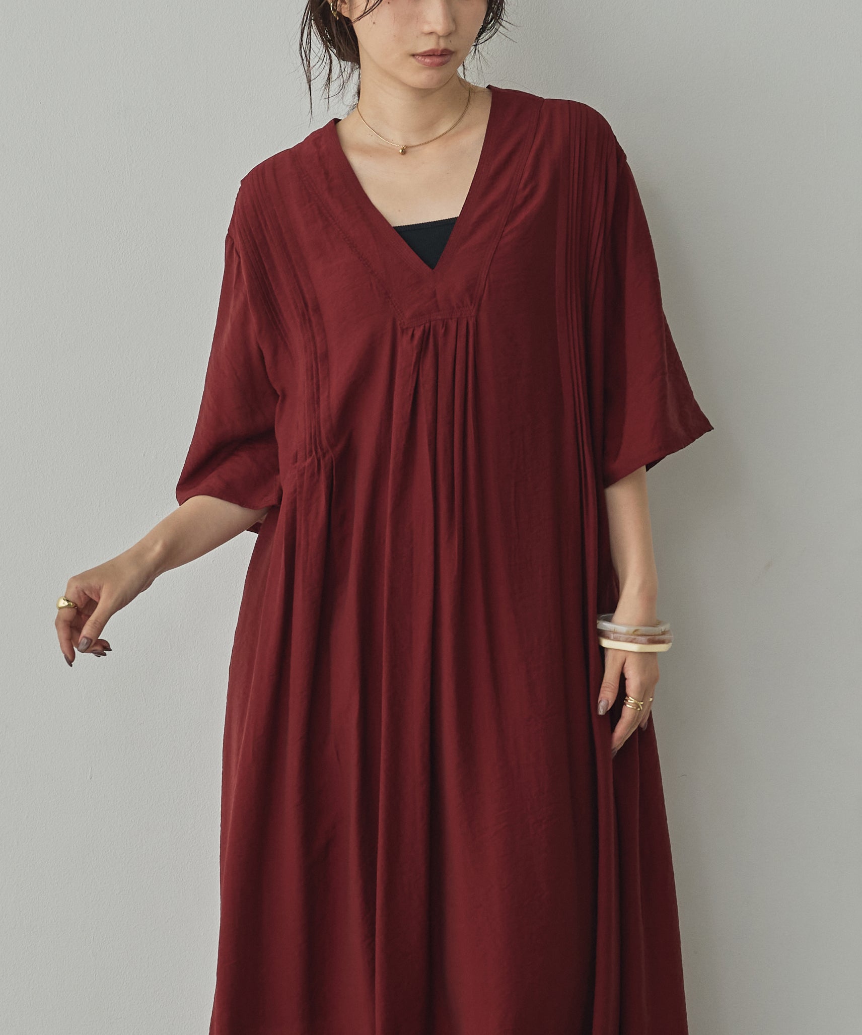 THREE-QUARTER SLEEVES KAFTAN-STYLE DRESS
