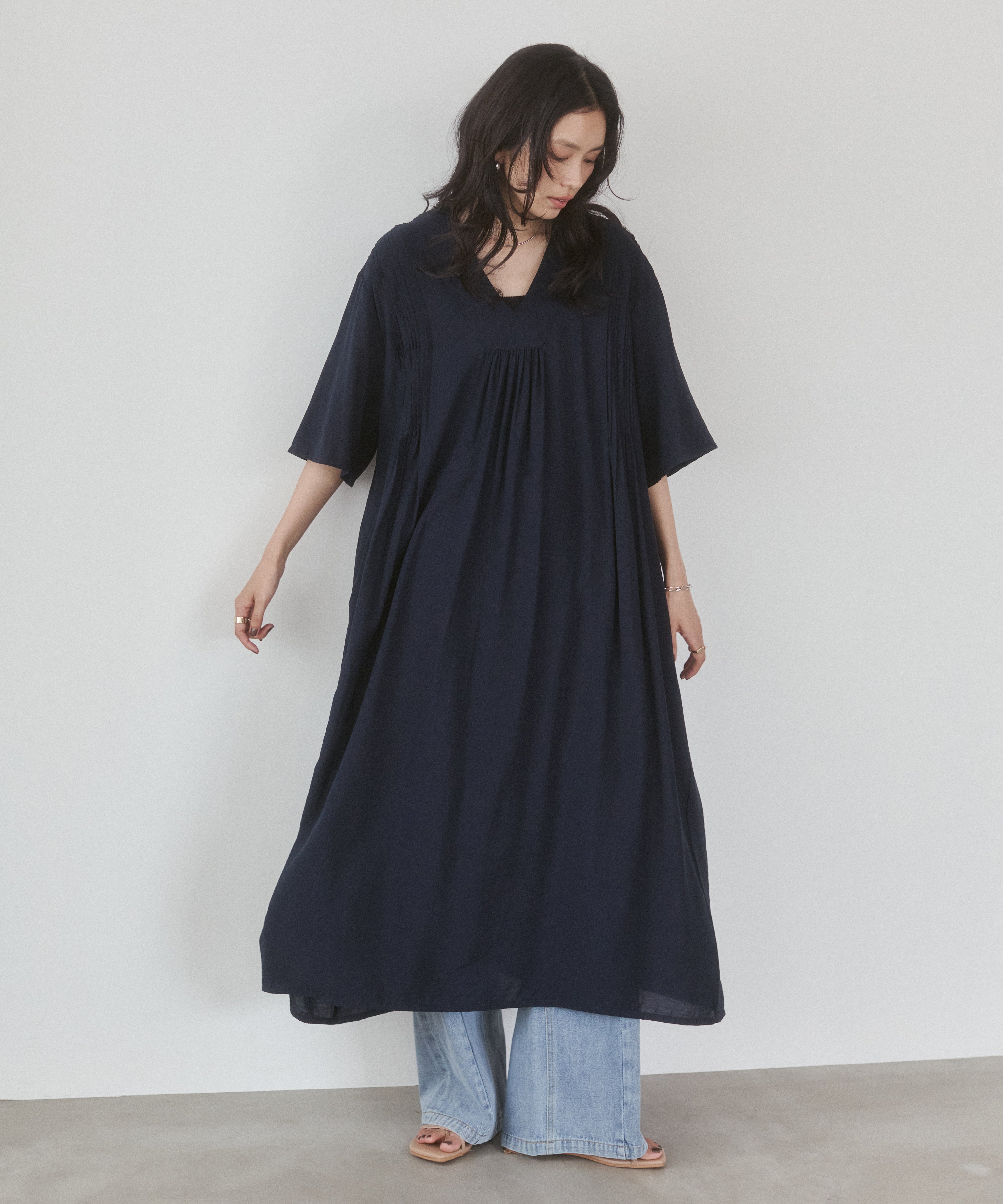THREE-QUARTER SLEEVES KAFTAN-STYLE DRESS