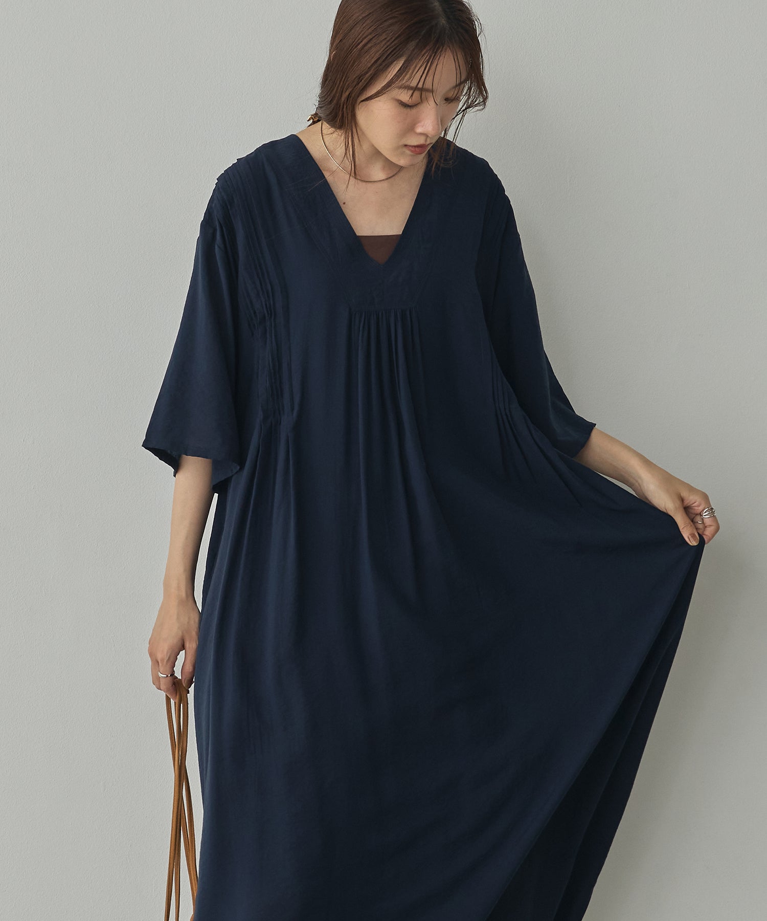 THREE-QUARTER SLEEVES KAFTAN-STYLE DRESS