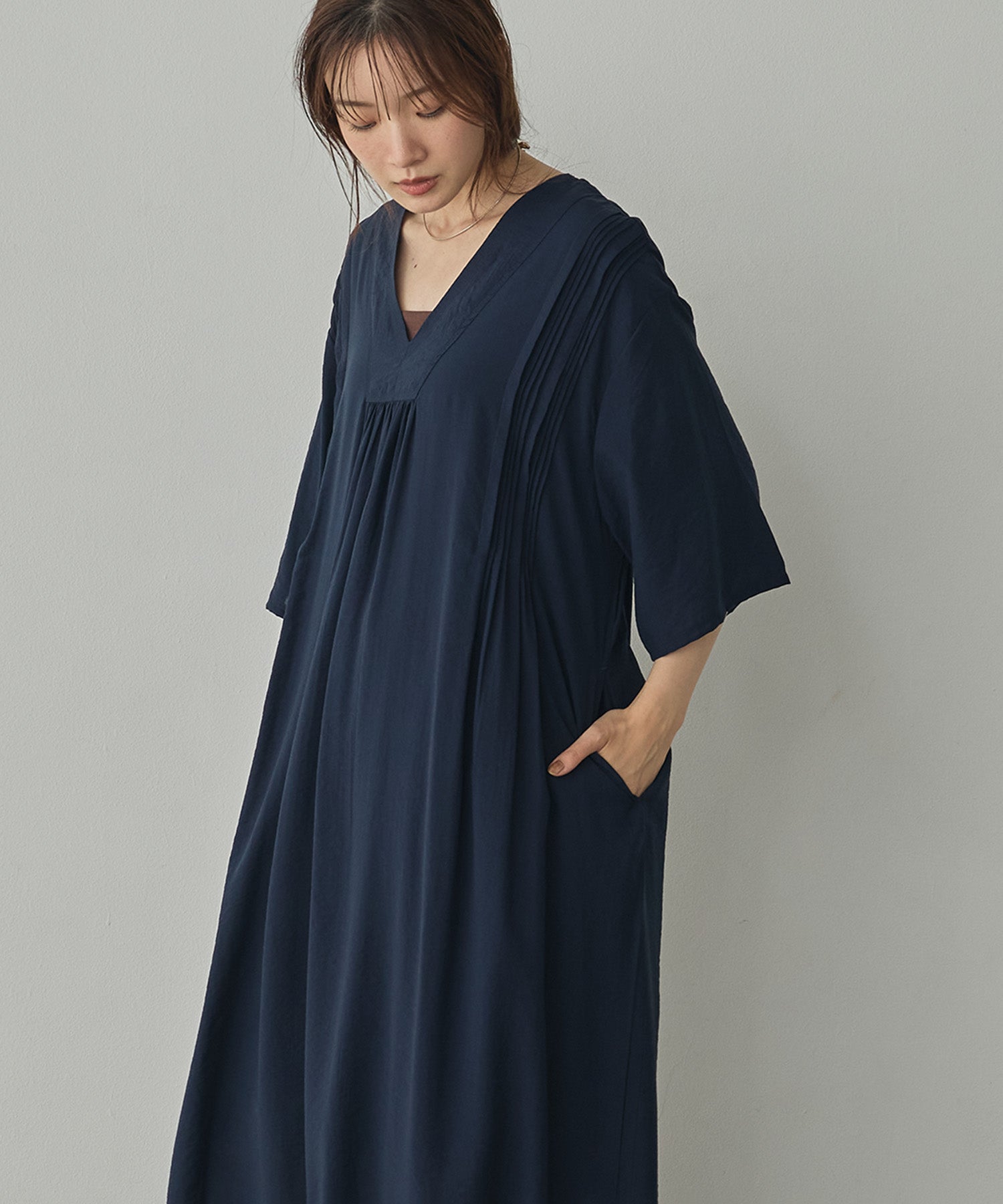 THREE-QUARTER SLEEVES KAFTAN-STYLE DRESS