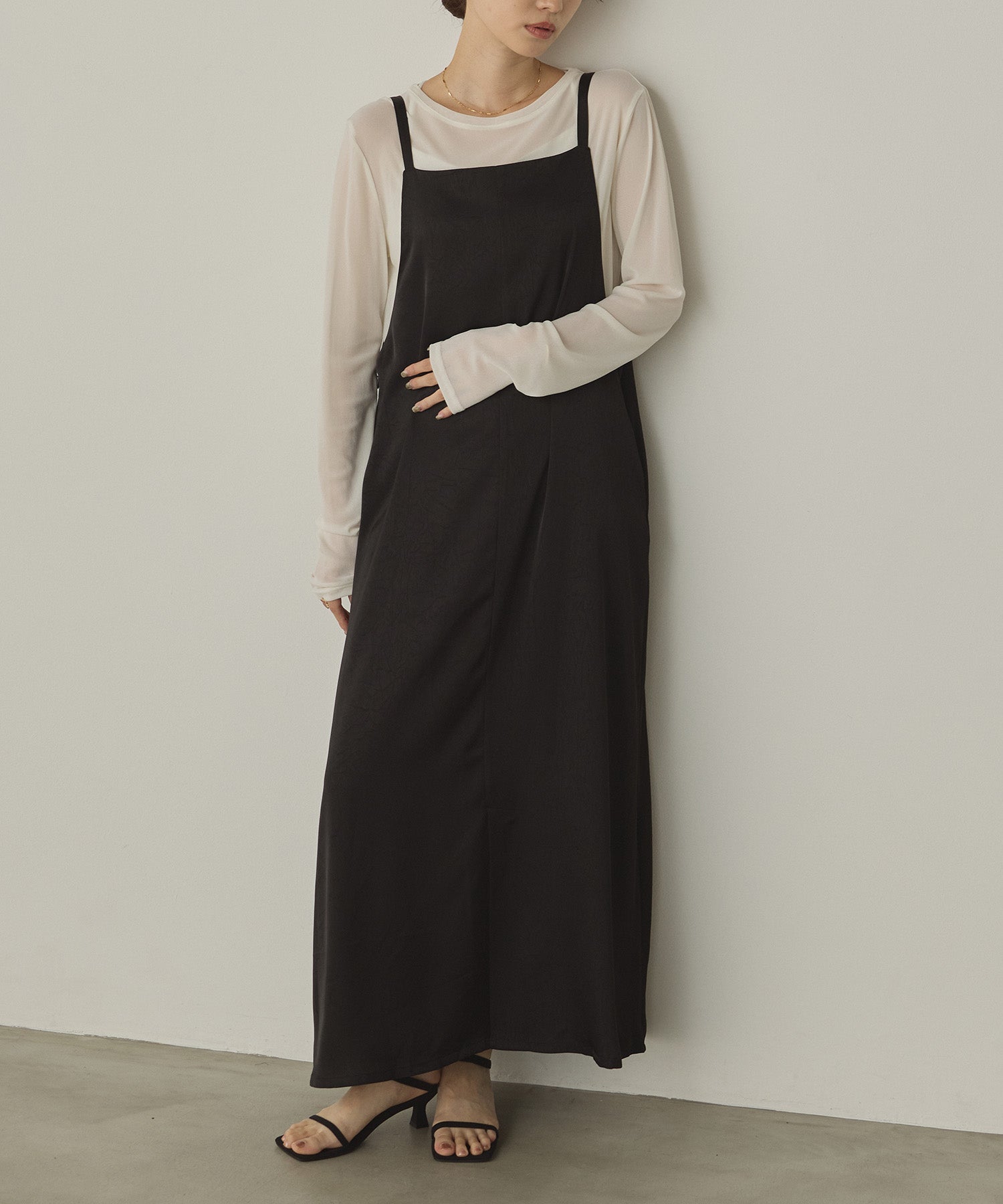 前後2WAY ワッシャーサテン キャミワンピース