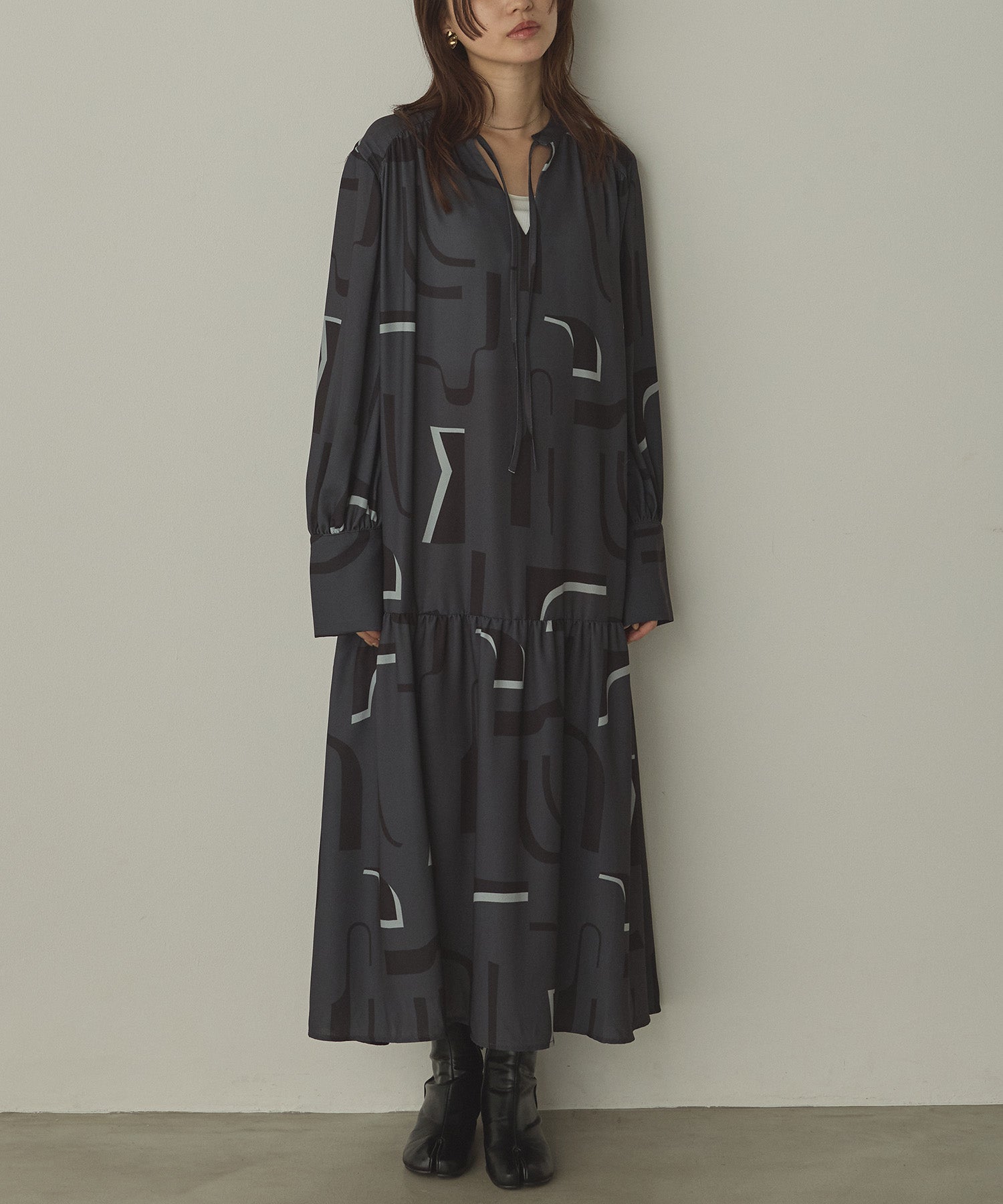 ジョーゼット柄 プリントワンピース