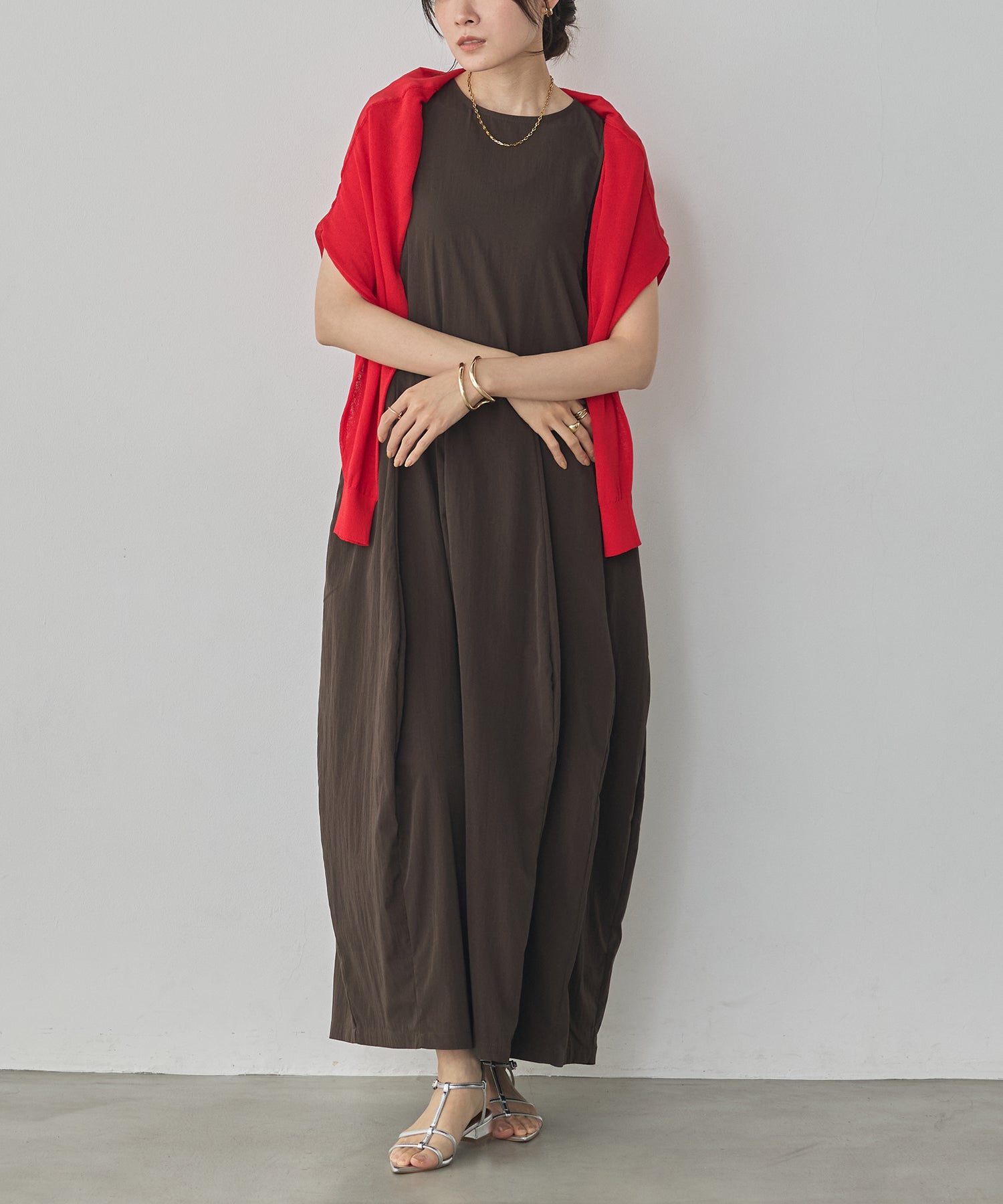 RIBBED BALLOON DRESS