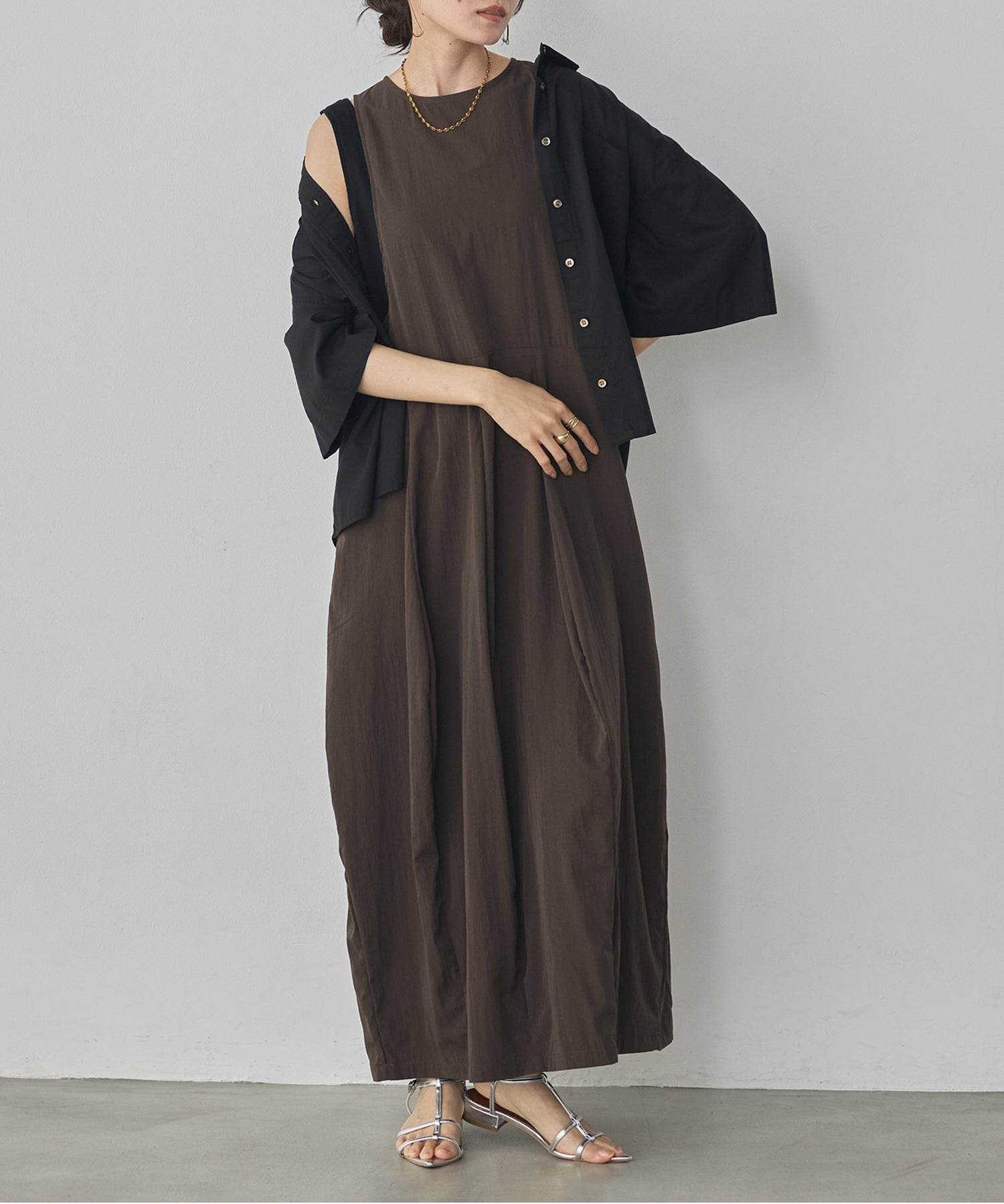 RIBBED BALLOON DRESS
